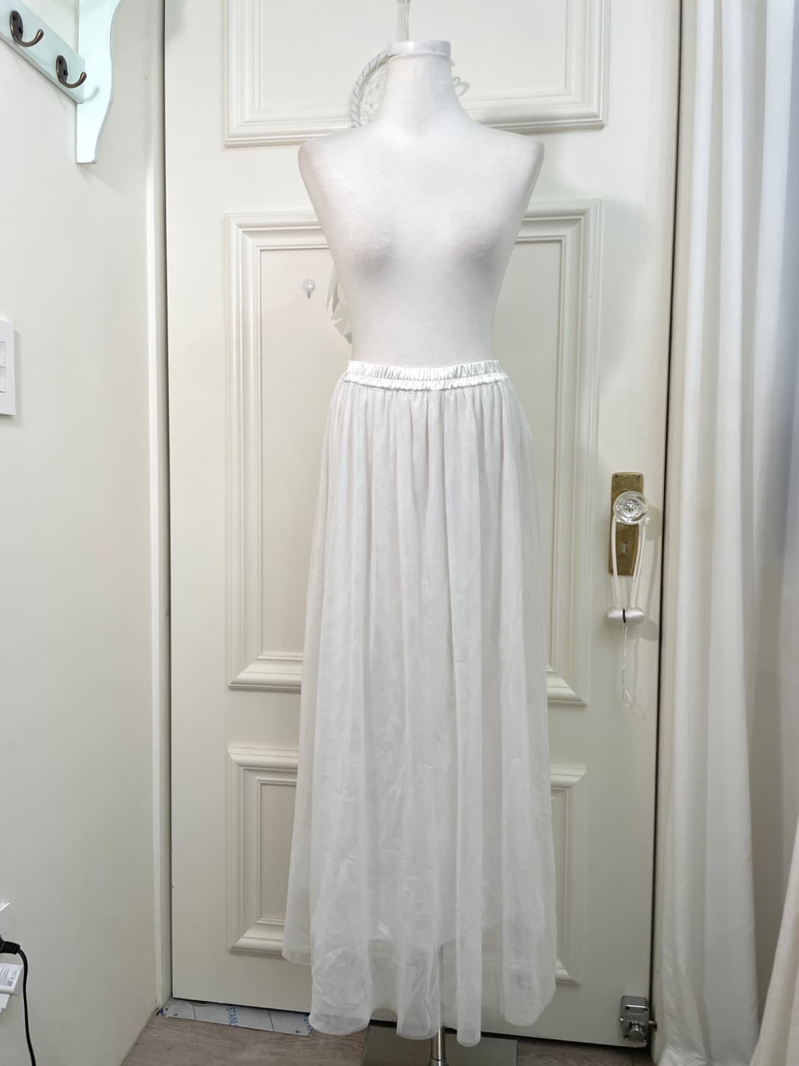 white tule banding long skirt(size-L) 상품이미지1