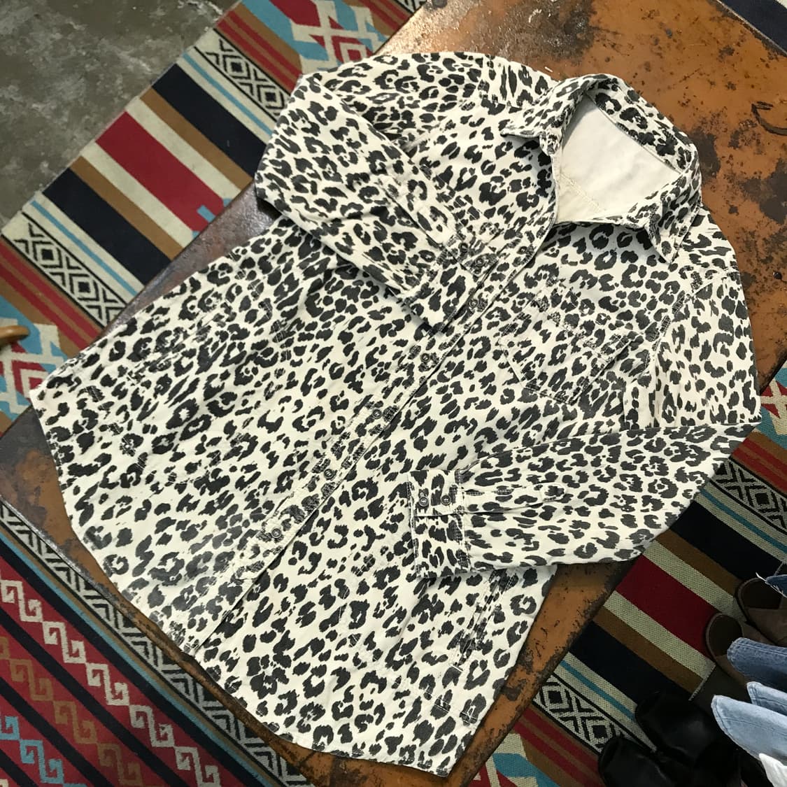 VTG 빈티지 레오파드 패턴 코듀로이 롱 셔츠 원피스 여성 55 사이즈  상품이미지2