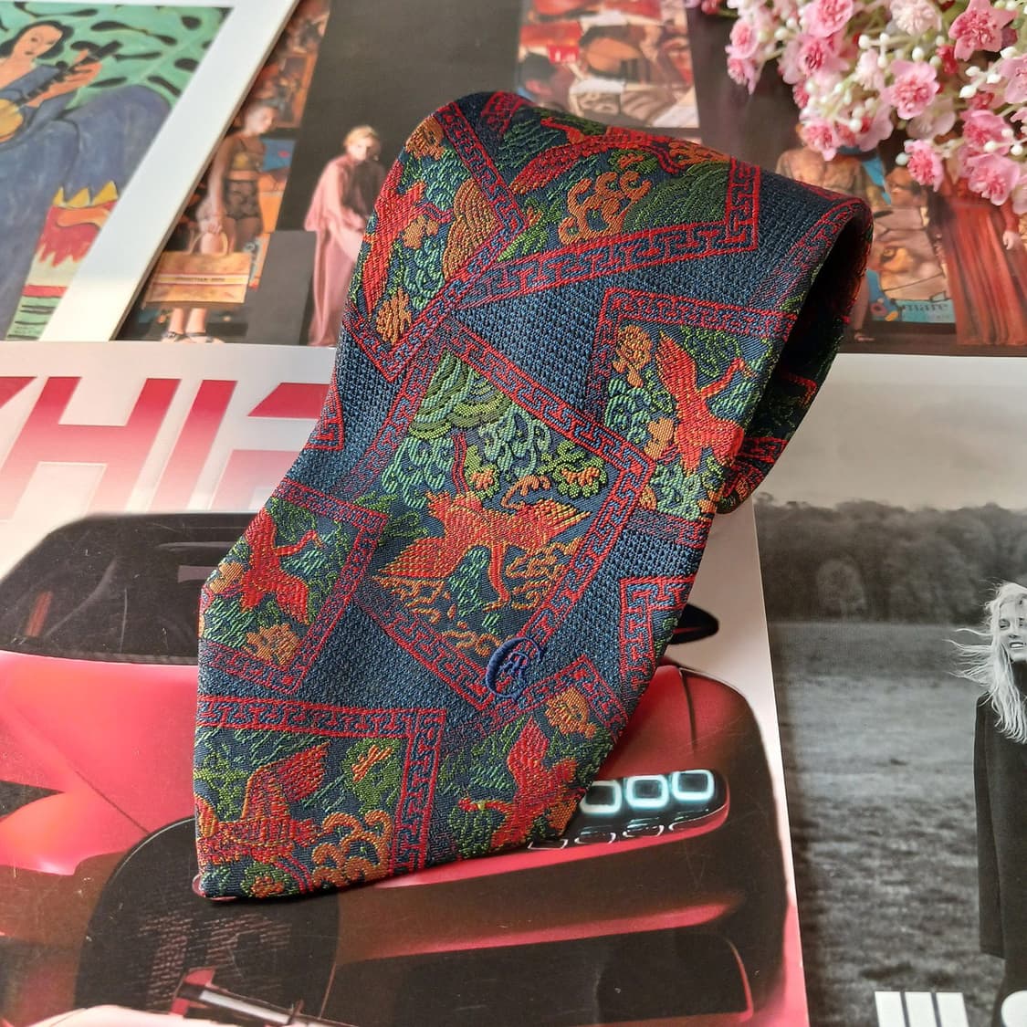 세루티 실크 봉황 자카드 아트 넥타이 9.4cm A+등급 A19142
 상품이미지2