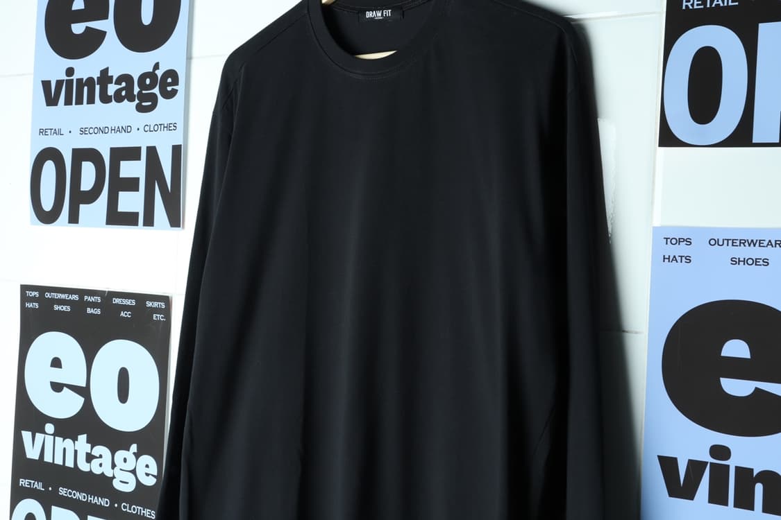 (M-XL) 드로우핏 긴팔티셔츠 긴팔 무지 블랙 쭉티-H31305 상품이미지5