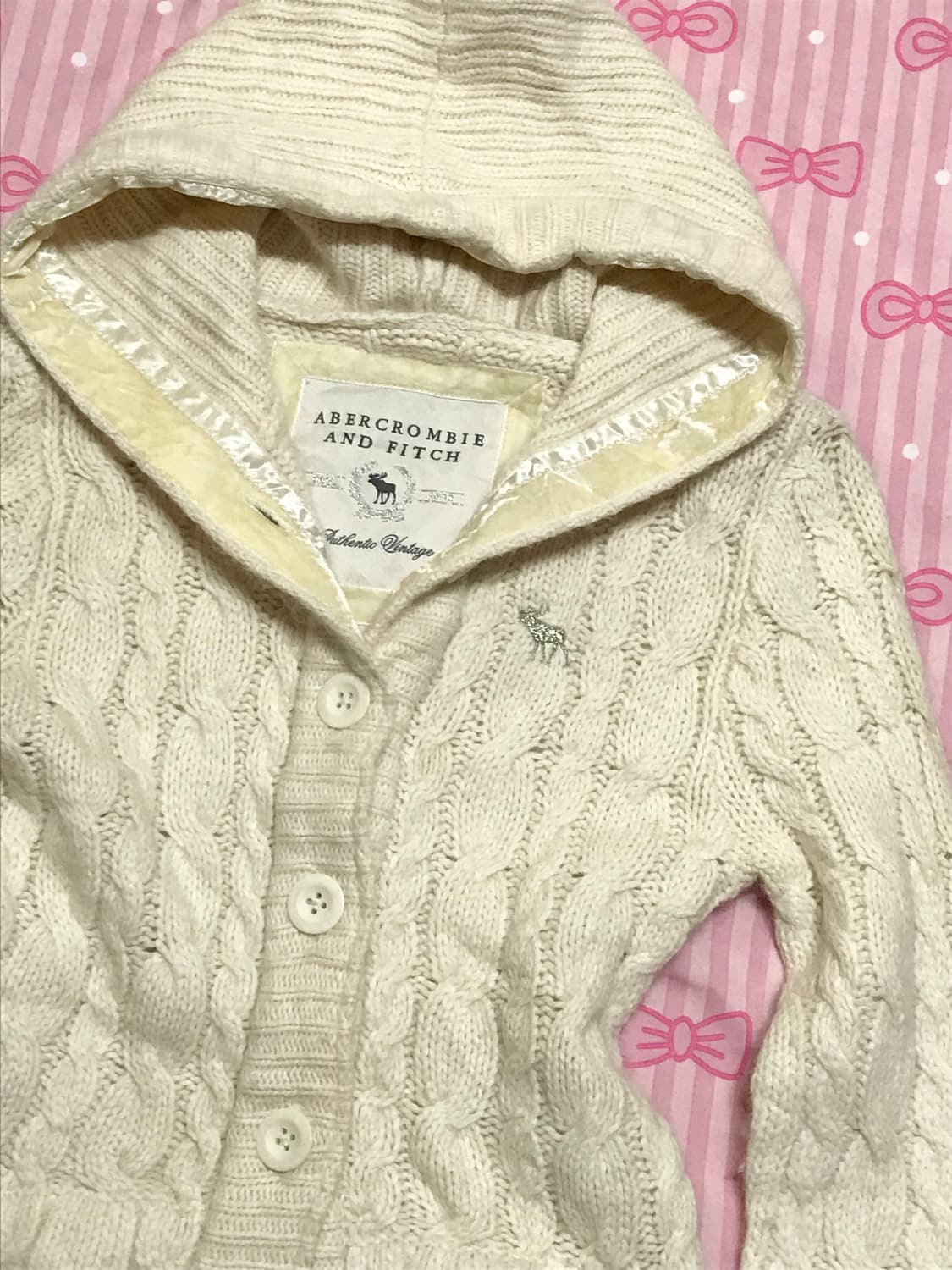 아베크롬비 아이보리 바닐라 케이블 니트 후드 자켓 상품이미지2