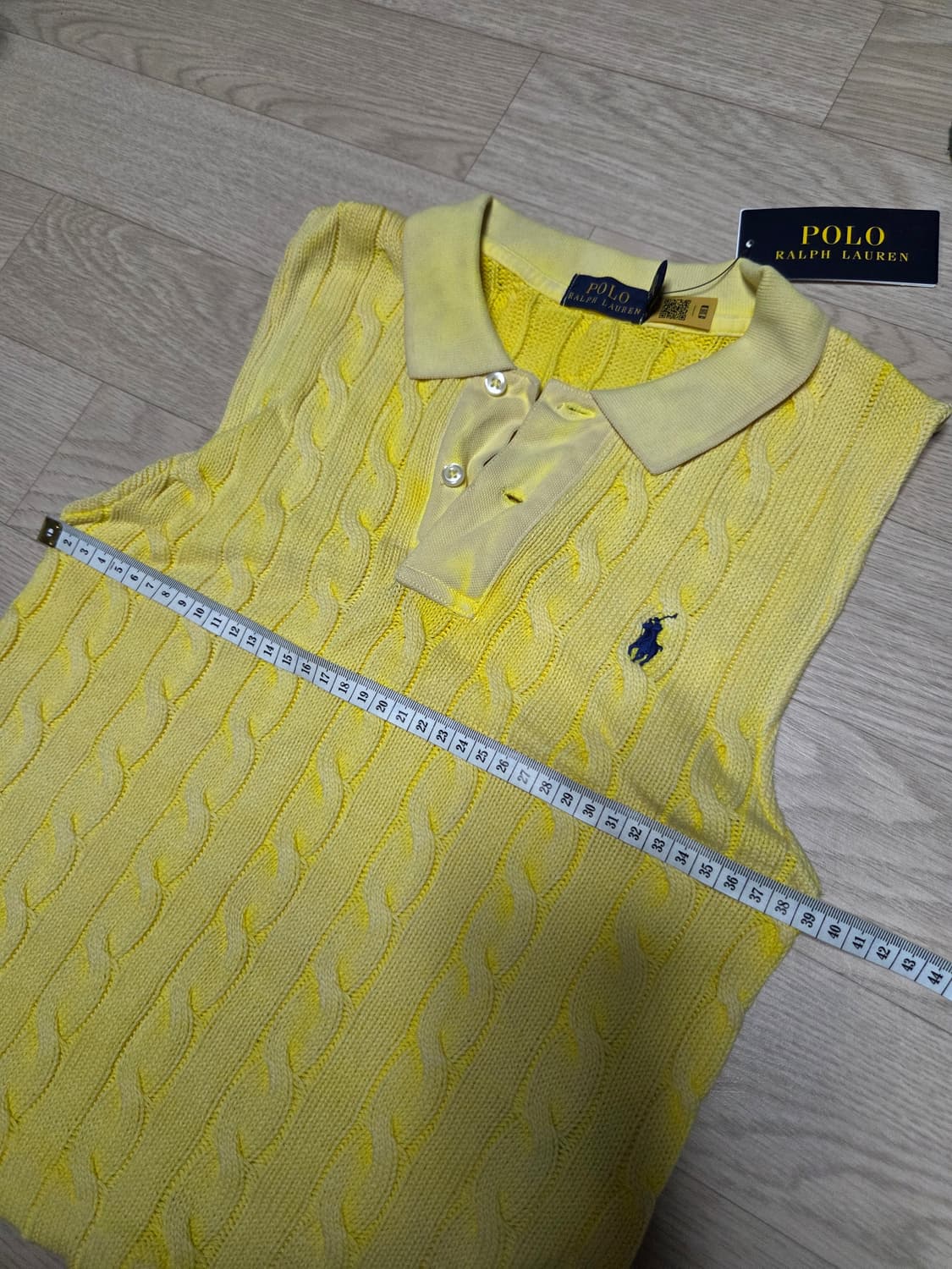(새상품)(여성용)POLO 폴로  워시드 니트 조끼 베스트 케이블 꽈배기 상품이미지9