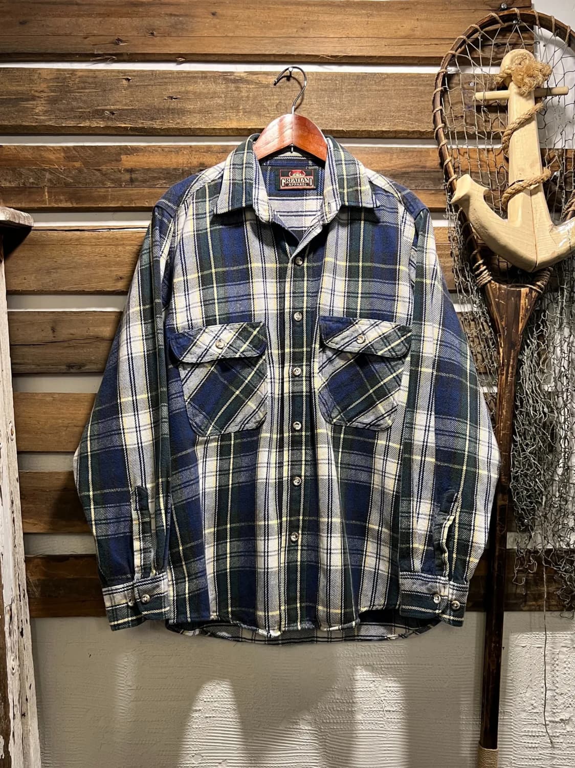 [M]90's USA 빈티지 2포켓 타탄체크 플란넬 셔츠 상품이미지1