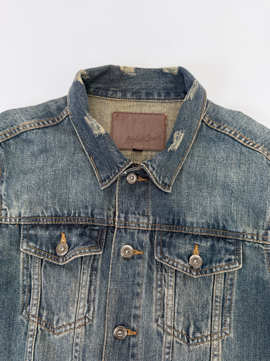 Nylaus jeans 빈티지 워싱 데님 자켓 상품이미지3