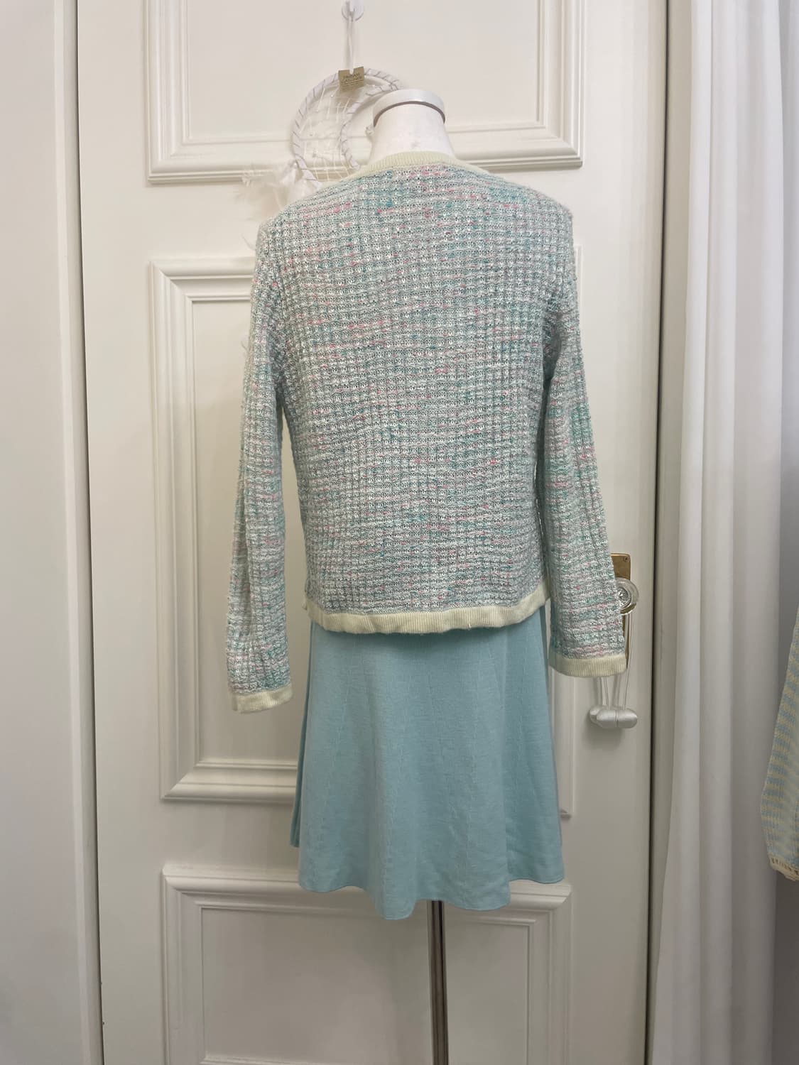 mint tweed bow point lovely cardigan 상품이미지4