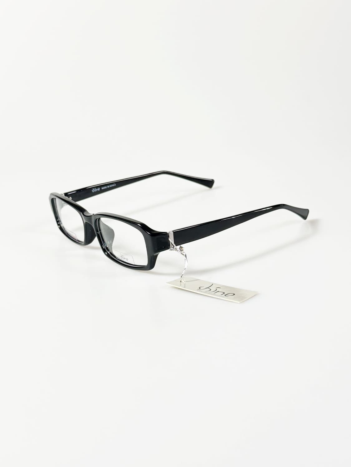 SHINE 블랙 뿔테 스퀘어 에폭시 프레임 빈티지 안경 상품이미지4