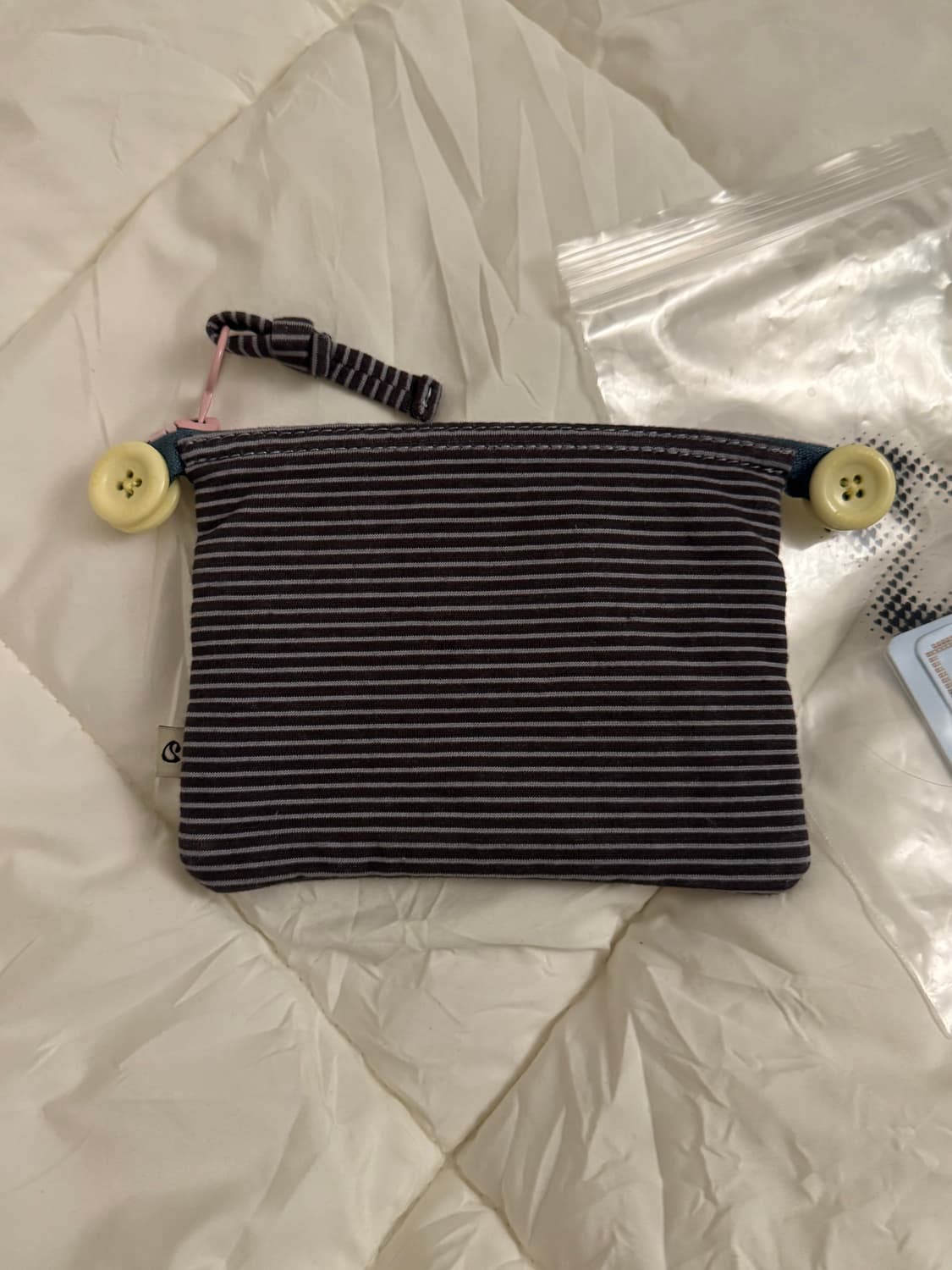 코이세이오 하우스 스트라이프 카드 지갑 파우치 단추 상품이미지4