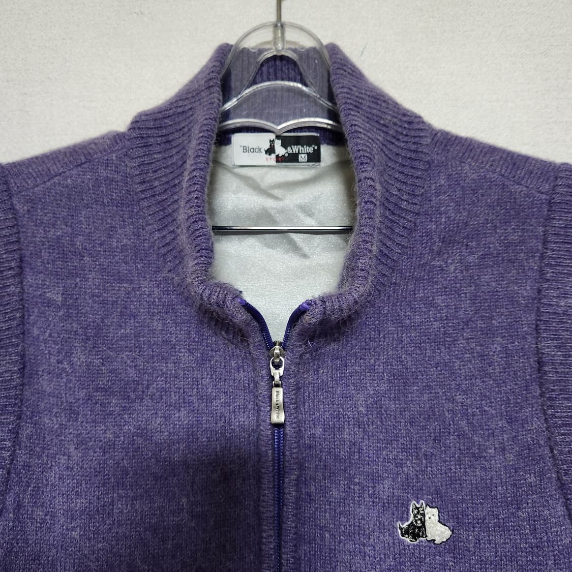 블랙앤화이트 모헤어 방풍 조끼집업 남M 상품이미지3