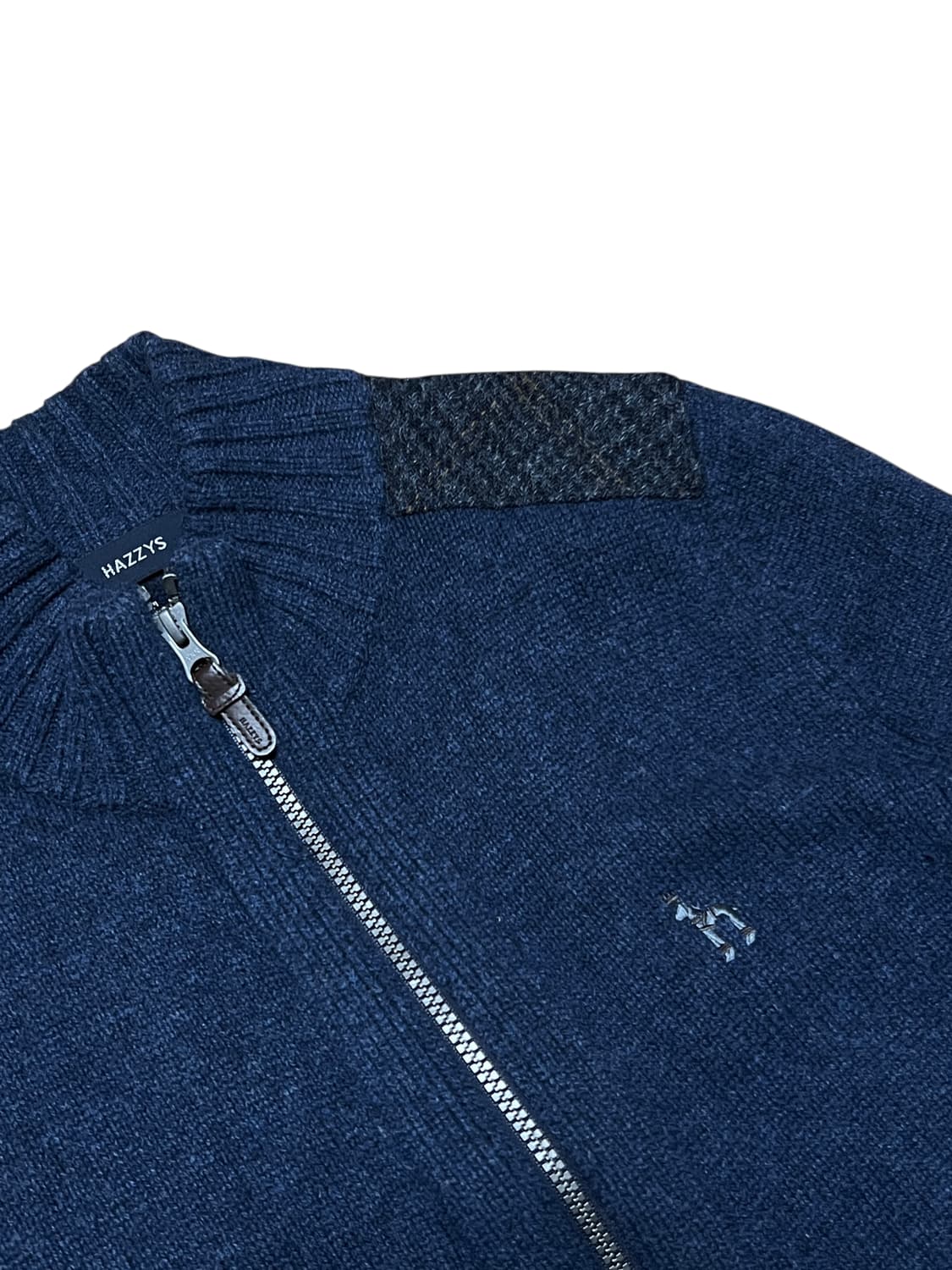헤지스 Wool 100% 스몰로고 패치 니트집업 95 네이비 상품이미지2