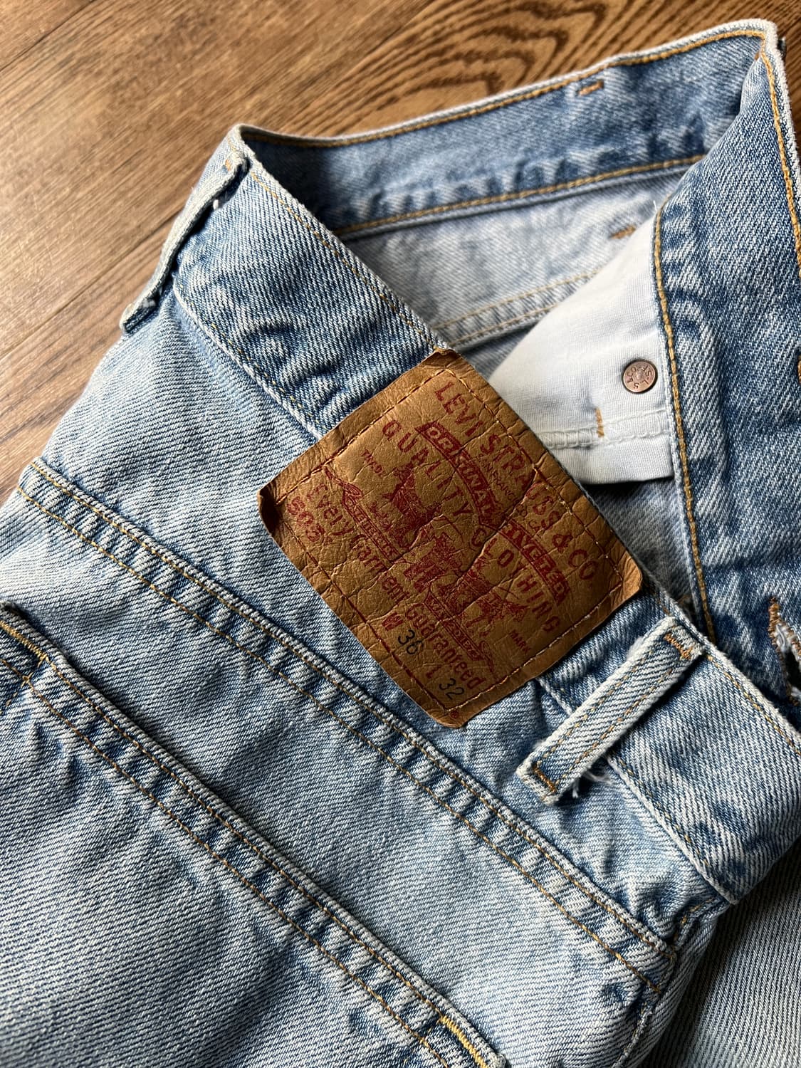 [36]00's 리바이스 USA 505 맥시코제 라이트블루 데님 팬츠 상품이미지6