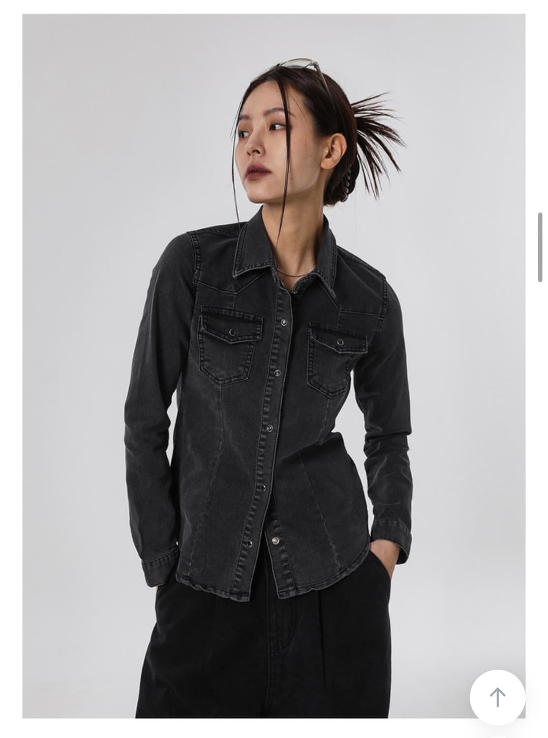 블랙업 데님셔츠 연청 M 청셔츠 상품이미지4