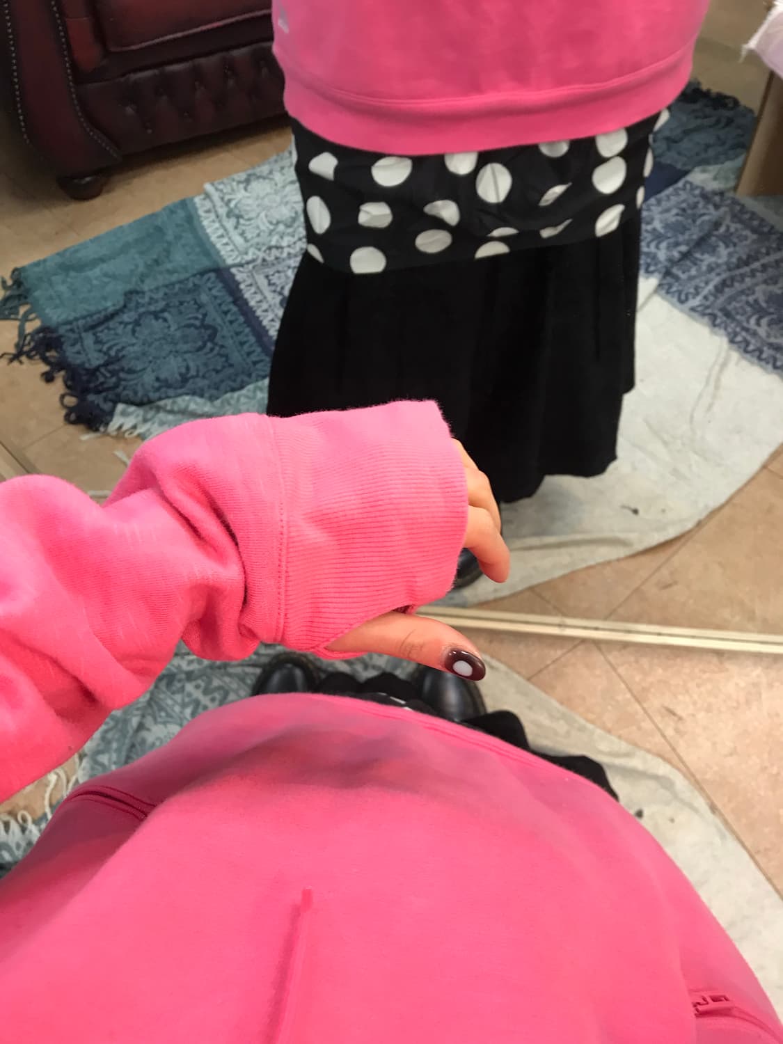 아디다스 핑거홀 핫핑크 기모 후드티  상품이미지2