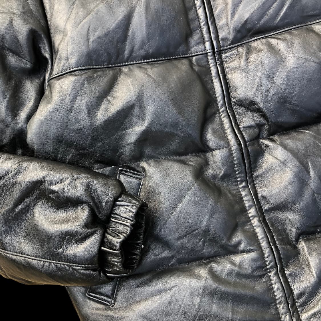 [M~L] Schott 쇼트 가죽 다운 패딩 지켓 상품이미지4