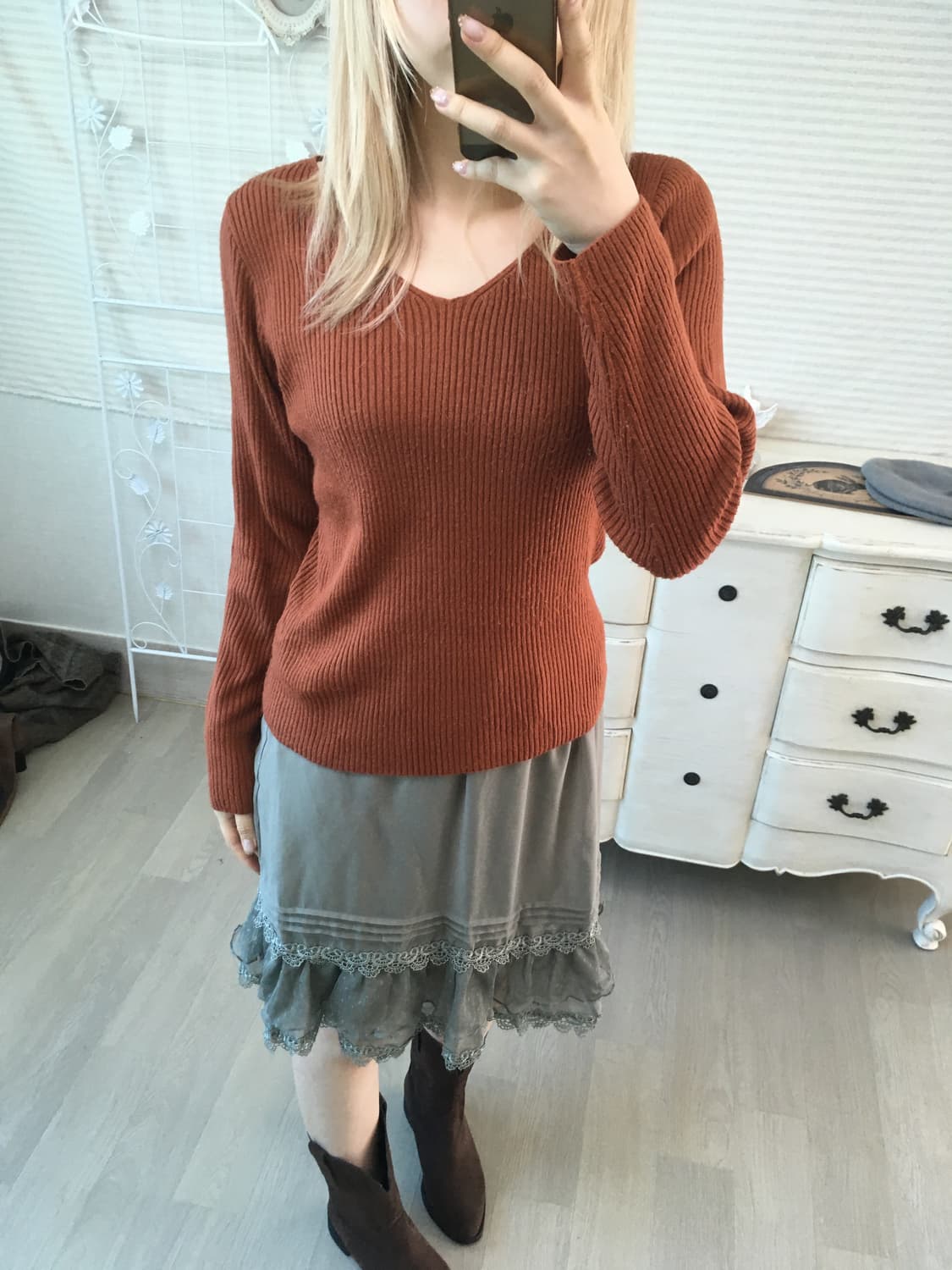 jpn vintage EARTH MUSIC 오렌지니트 상품이미지4