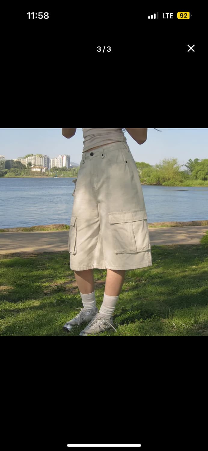 모디무드 클루 카고 버뮤다 팬츠 화이트 M 상품이미지3