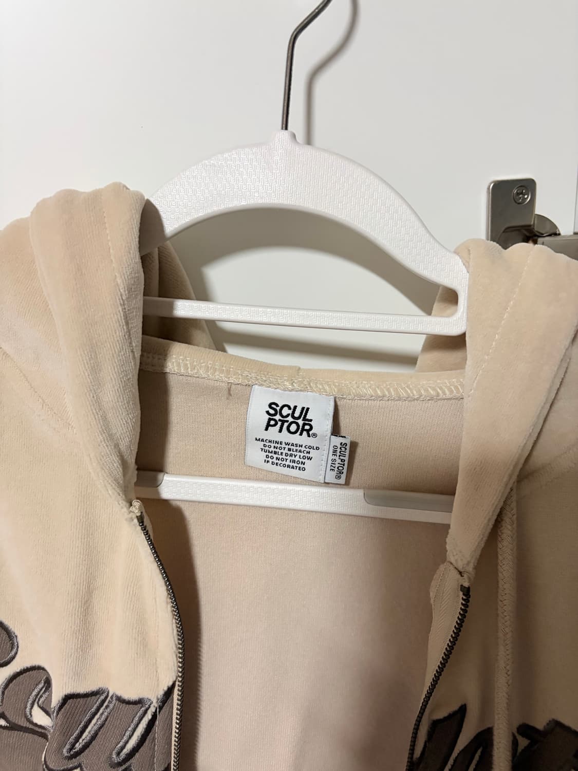스컬프터 벨루어 후드집업 베이지브라운 상품이미지4