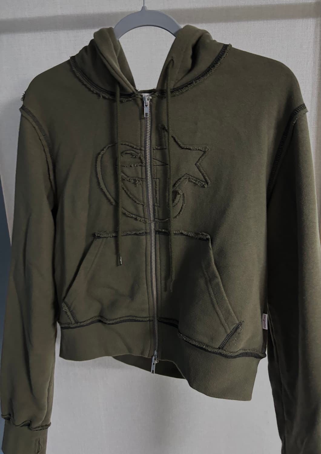 타게토 크롭 투웨이 후드집업(카키) 상품이미지1