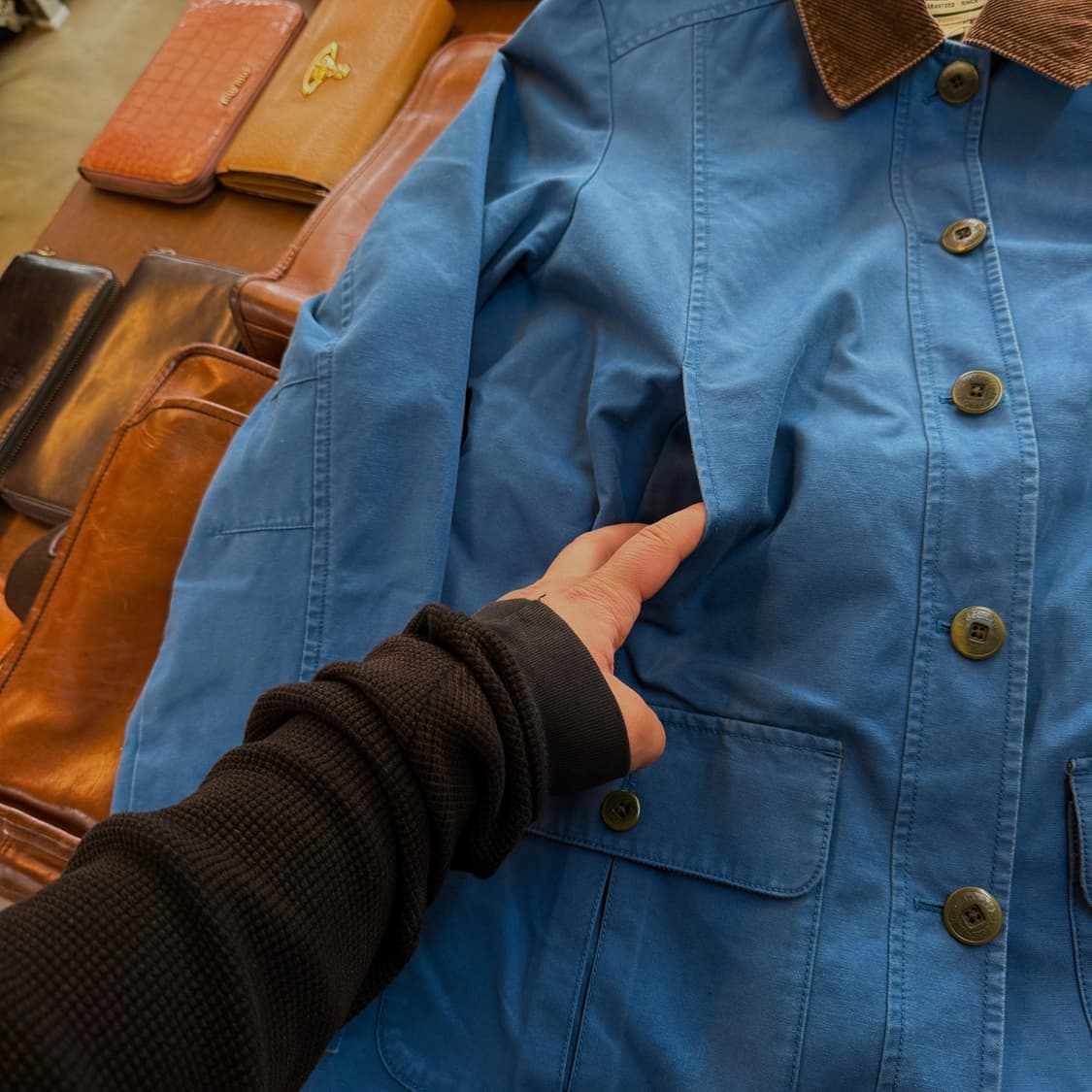 엘엘빈 블루 코듀로이 포인트 초어 자켓 S 상품이미지4