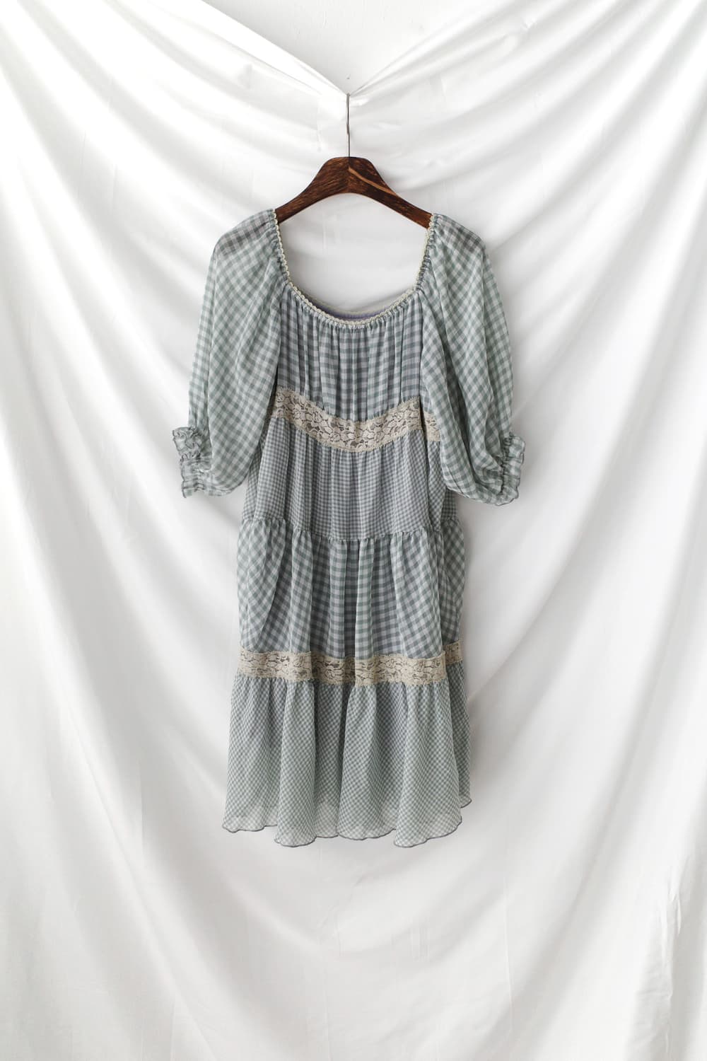 check shirring one-piece  상품이미지2