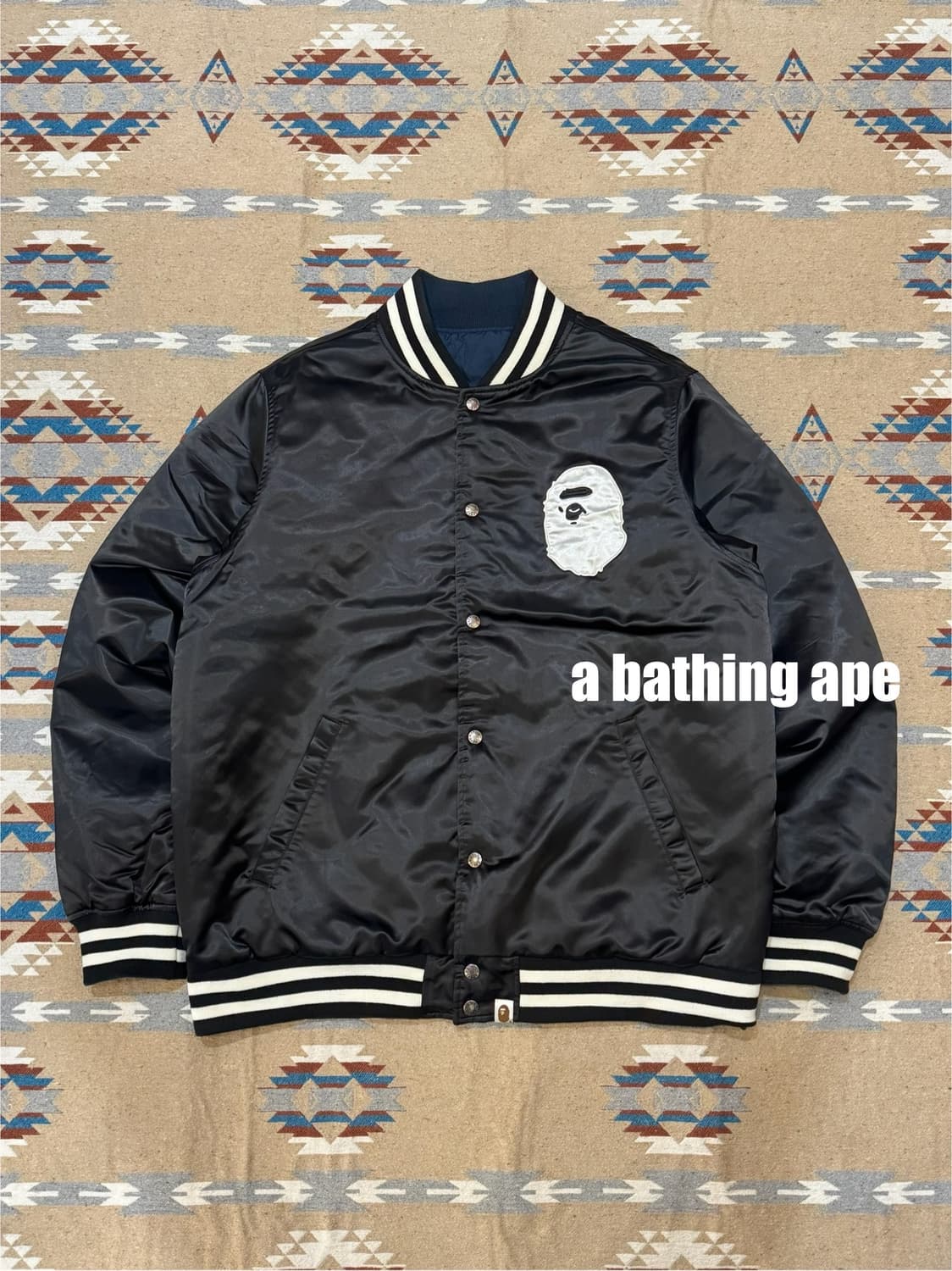 [XXXL] 베이프 리버시블 바시티 자켓 블랙 상품이미지1