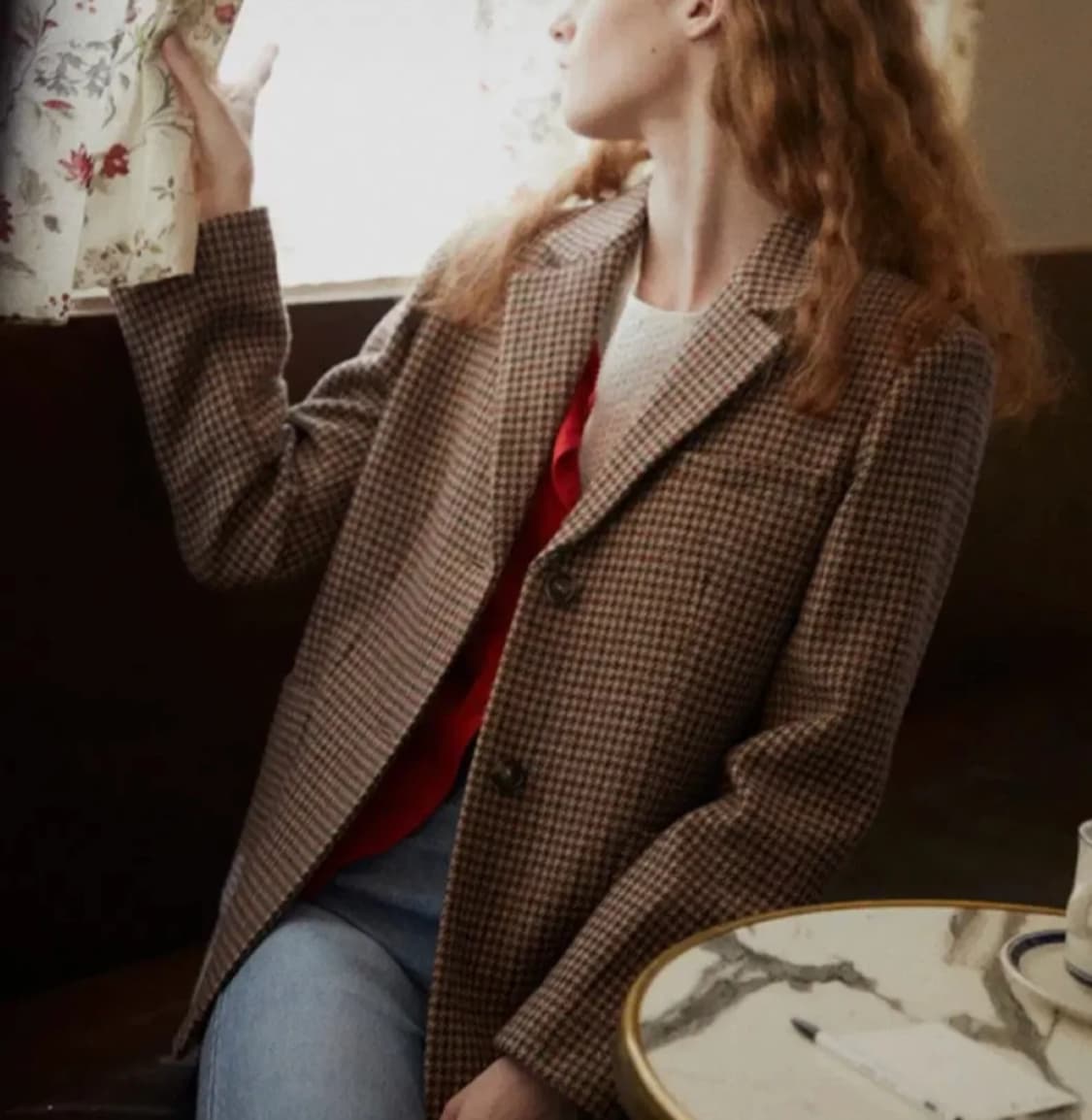 frrw 울하운드 자켓 브라운 체크 M 상품이미지1