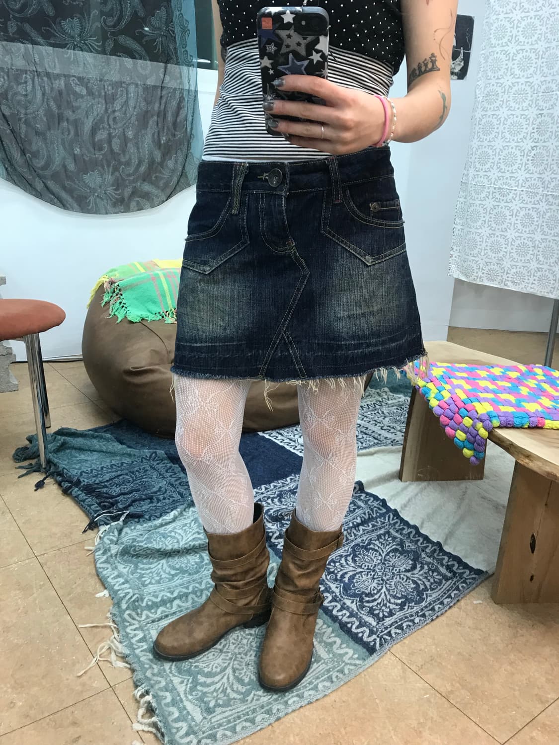 빈티지 여성 진청 데님 미니스커트  상품이미지1