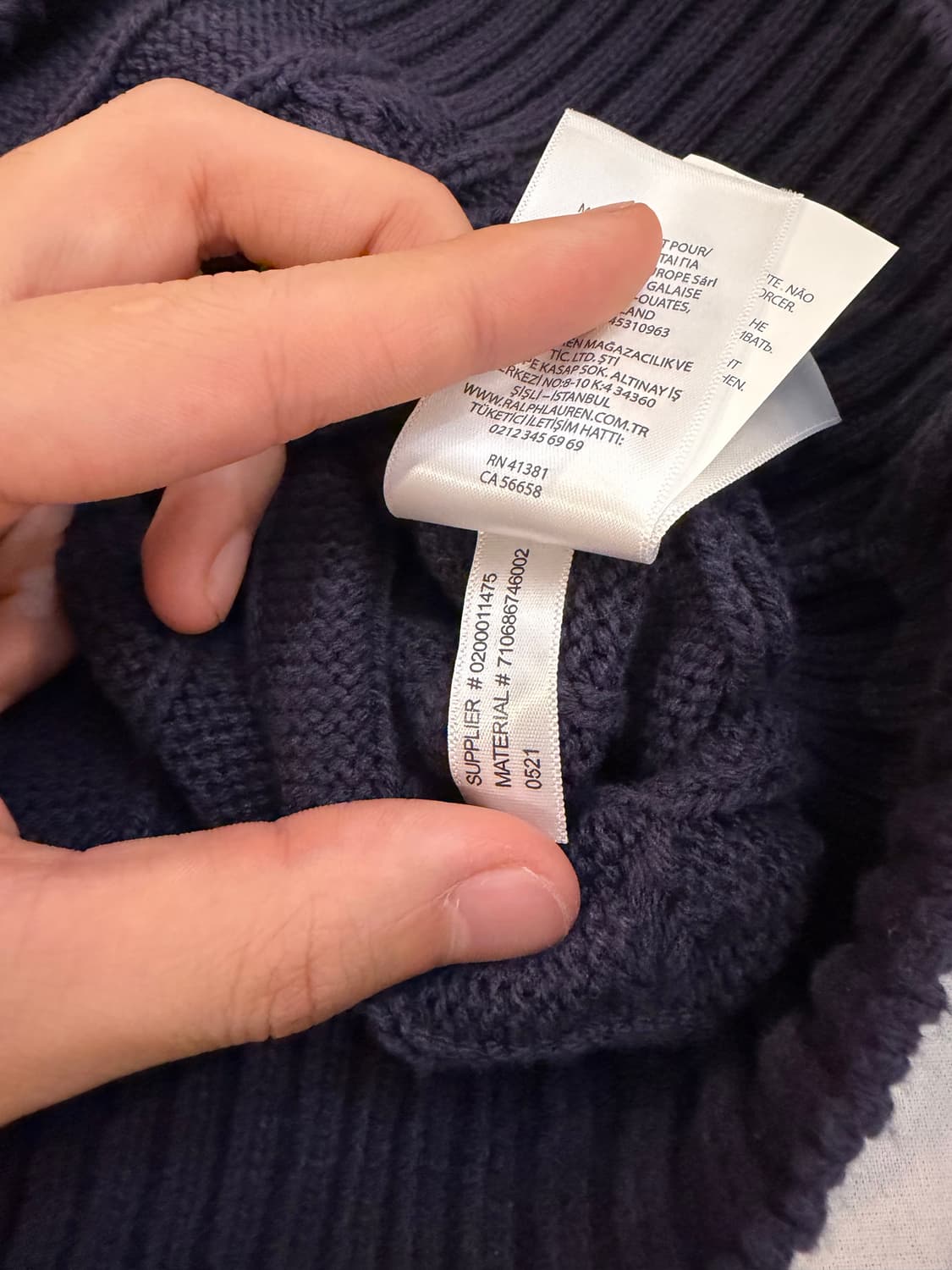 폴로 랄프로렌 꽈배기 케이블 니트 네이비 상품이미지6