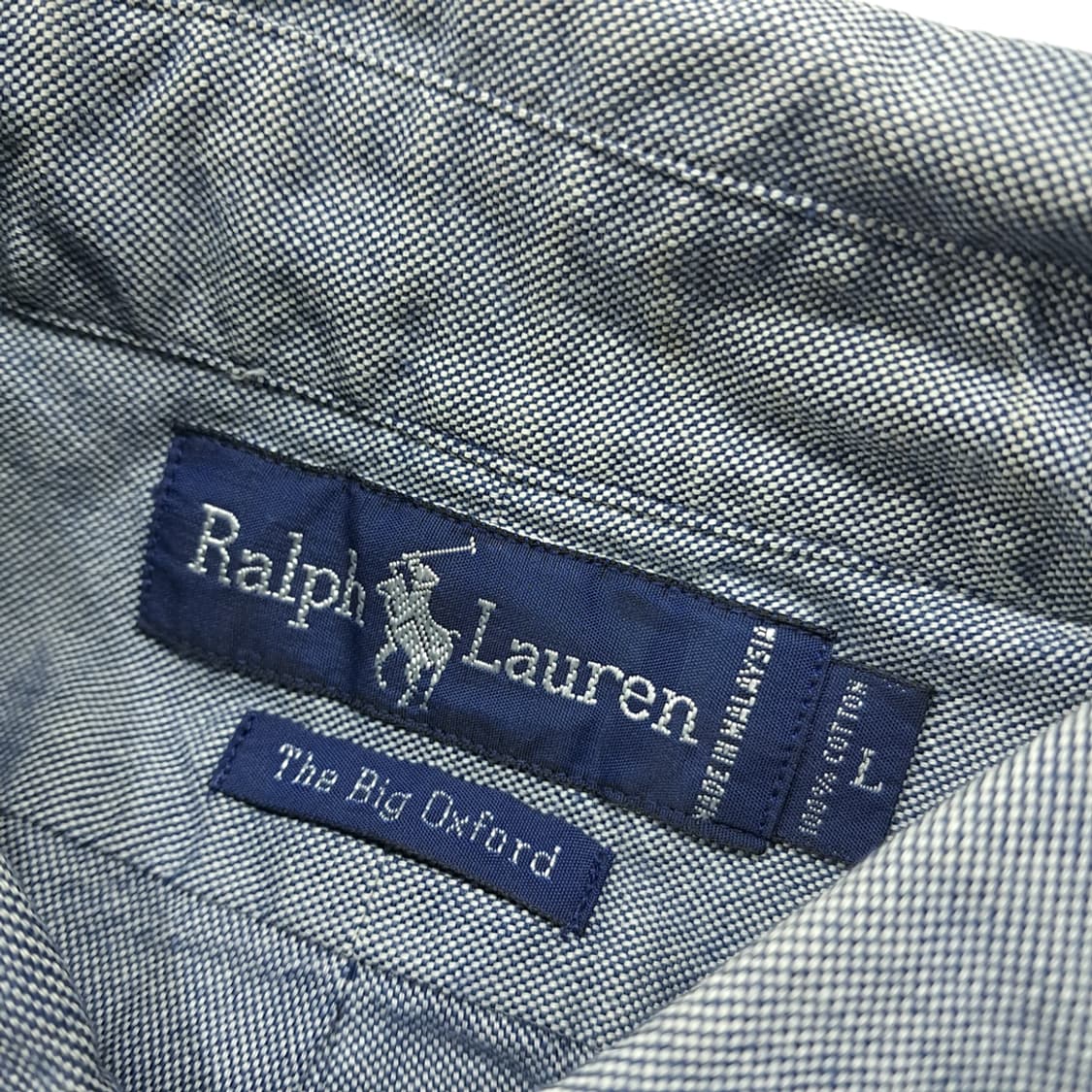 CL593 L 폴로 90s 말레이시아판 샌드 다크 인디고 빅옥스포드 셔 상품이미지3