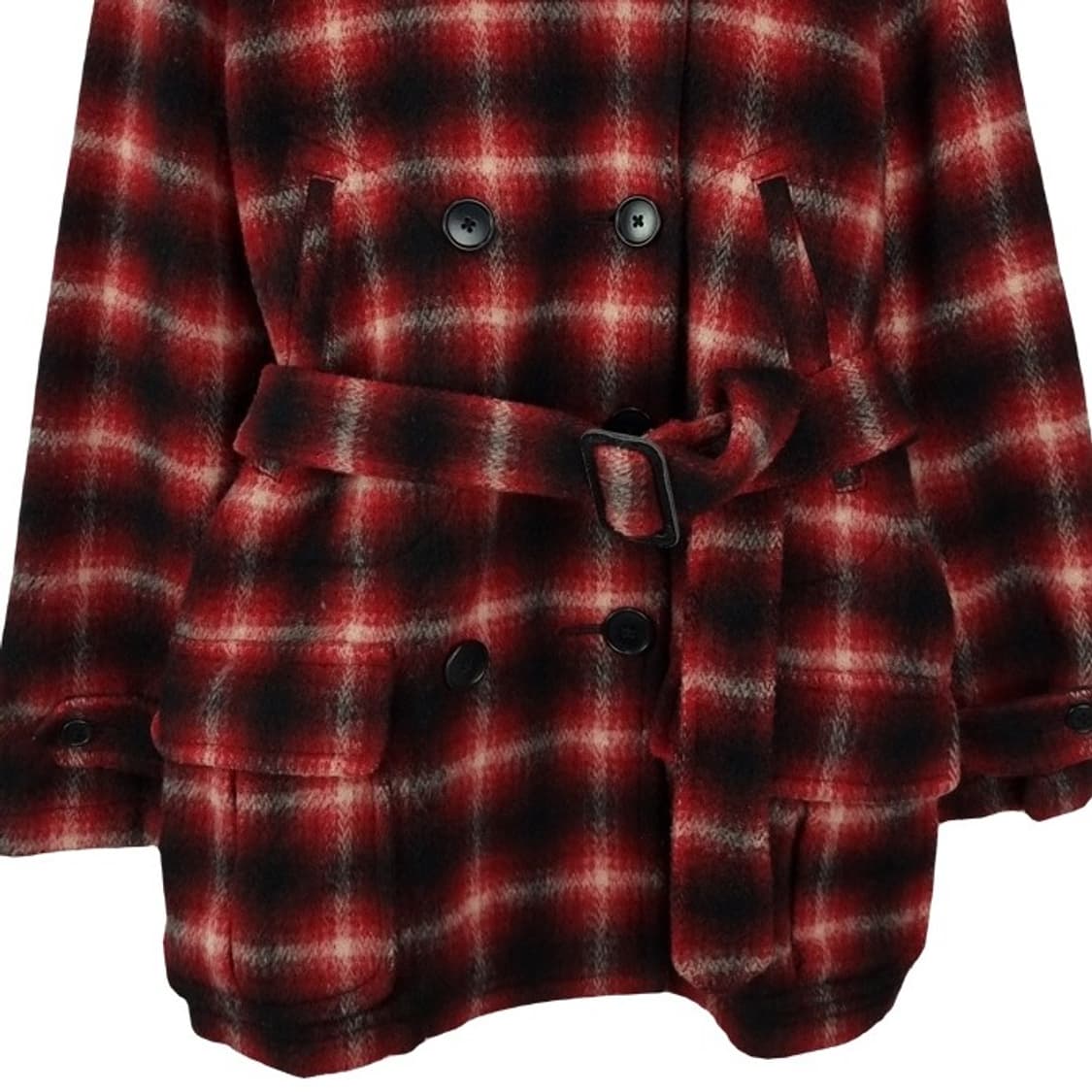 폴로 랄프로렌 타탄 체크 빈티지 벨티드 하프 더블 코트 M16408 상품이미지5