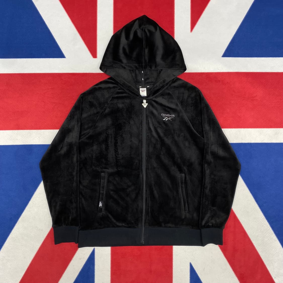 리복 벨벳 후드집업 M  상품이미지1