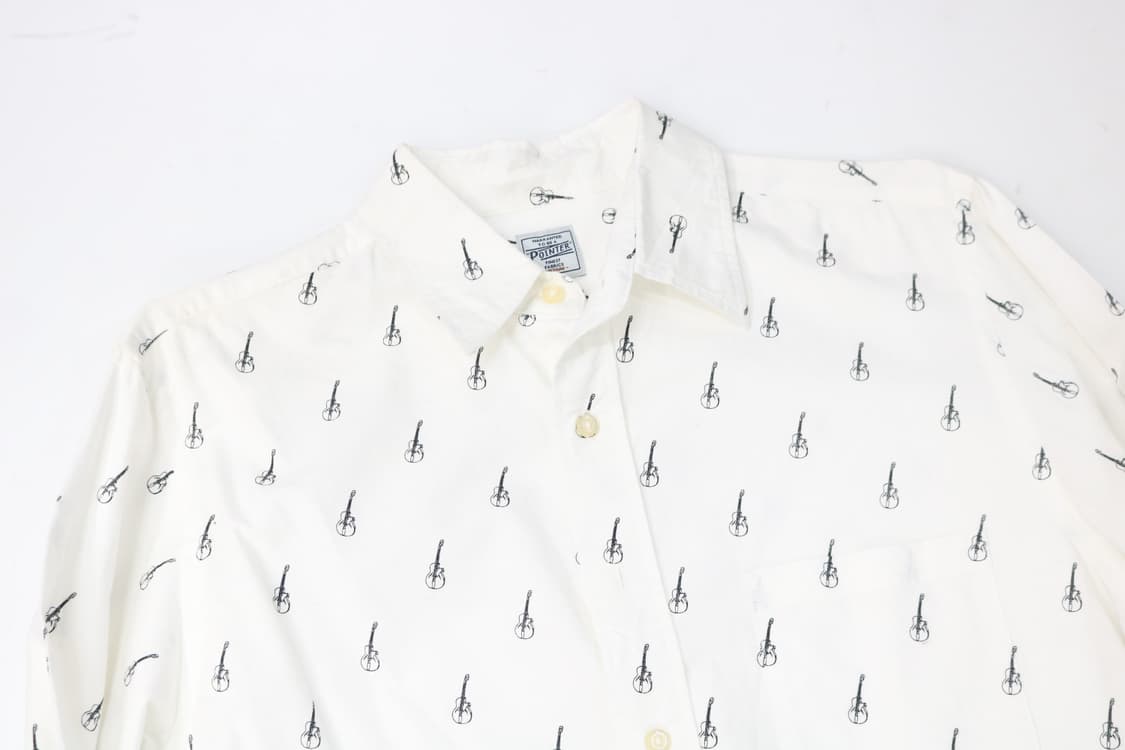 POINTER 포인터 빈티지 기타 올오버 패턴 화이트 셔츠 (M) 상품이미지3
