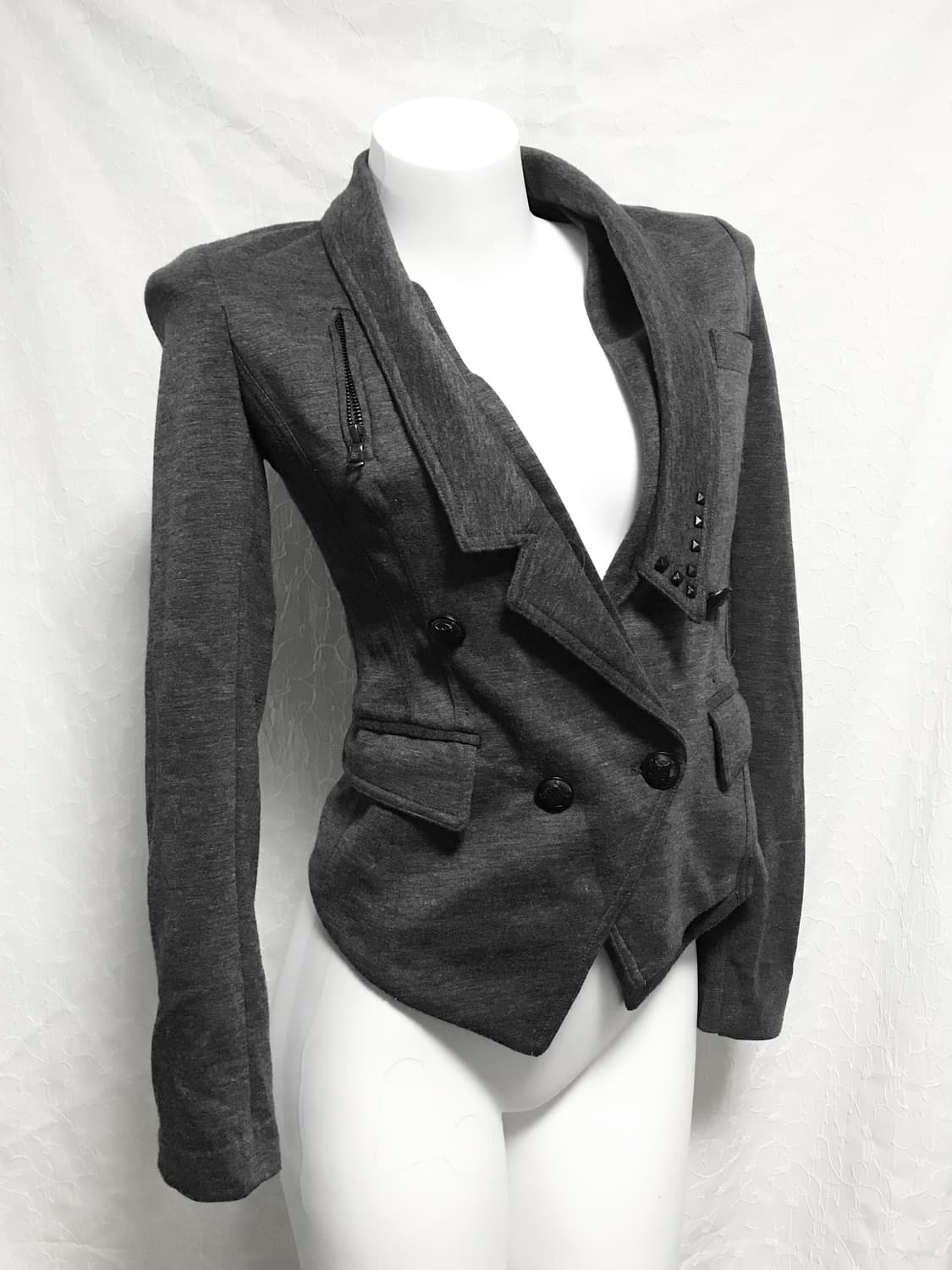 빈티지 heaven and earth 펑크 언발란스 레이어드 카라 자켓 상품이미지1