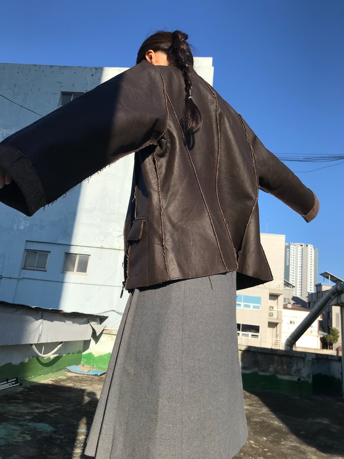 브라운 가죽 자켓 상품이미지3