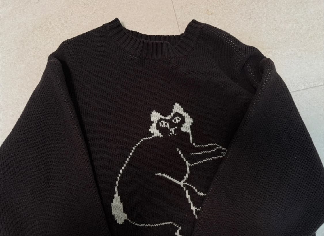 ENZOBLUES 고양이 니트 상품이미지1