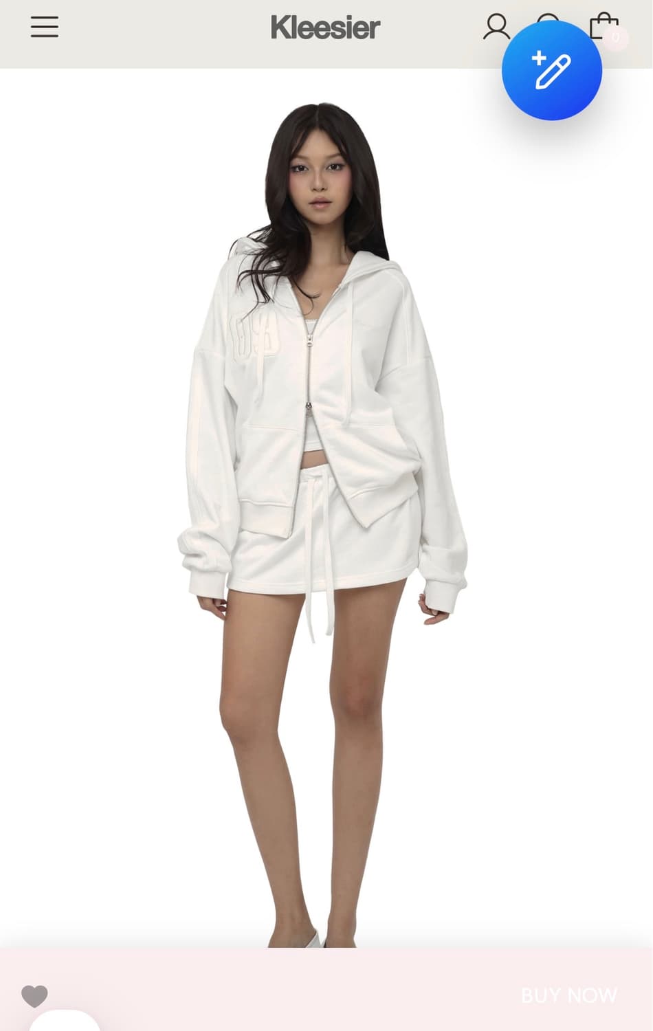 클리시어 09 넘버링 후드집업 화이트 상품이미지2