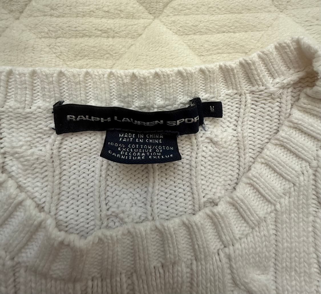 폴로 랄프로렌 케이블 니트 화이트 M 상품이미지3