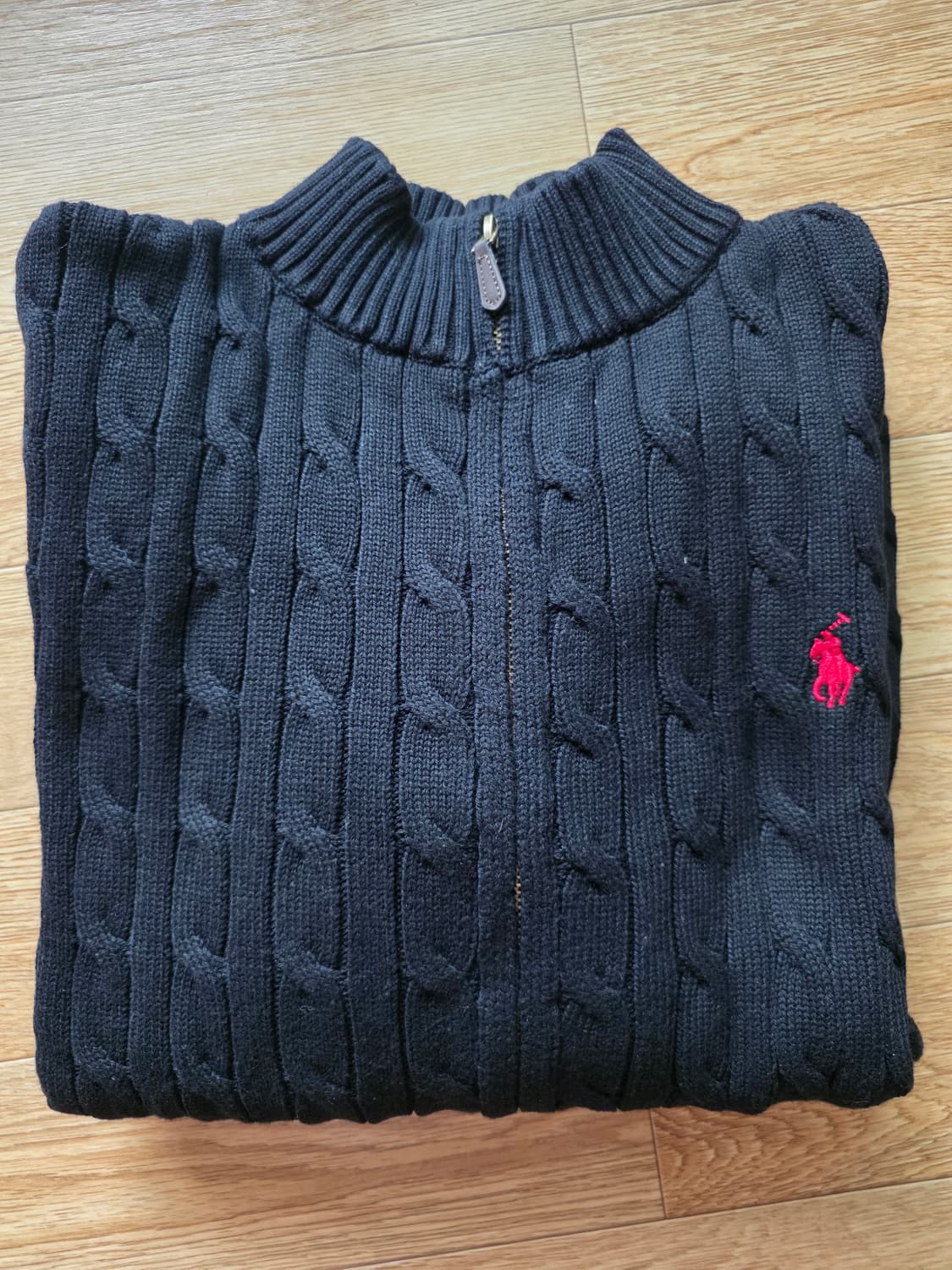 폴로 꽈배기 풀집업 블랙 XL 상품이미지3