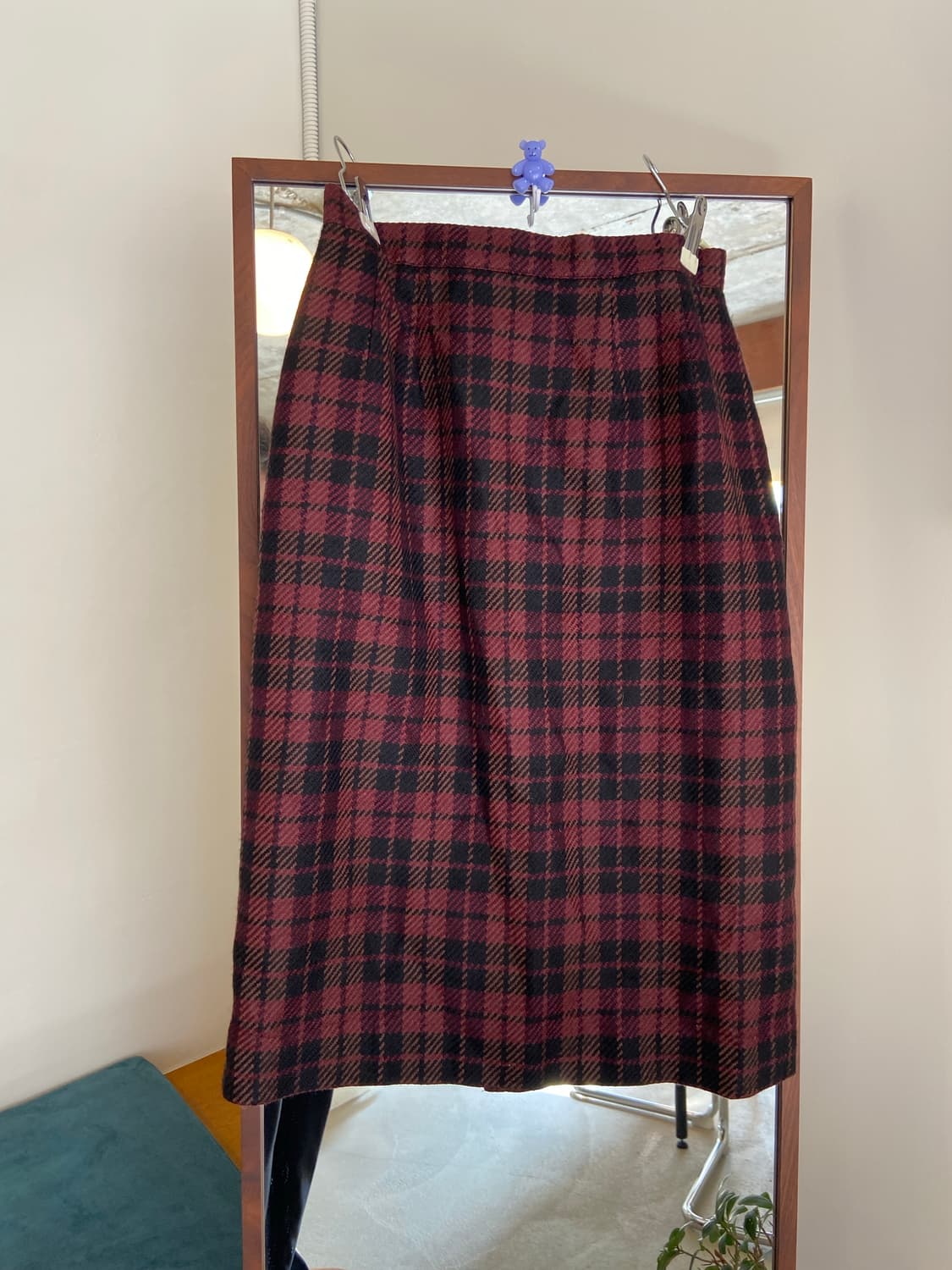 버버리 체크 스커트 버건디 스커트 상품이미지1
