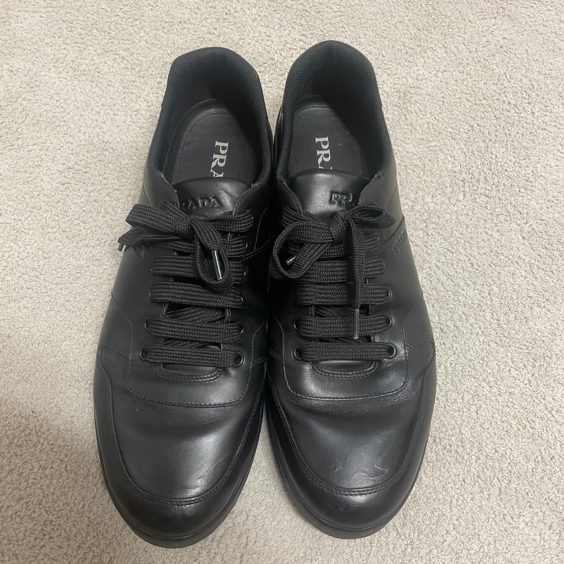 295) 프라다 레더 사이드 로고 레이스 스니커즈 신발 상품이미지5