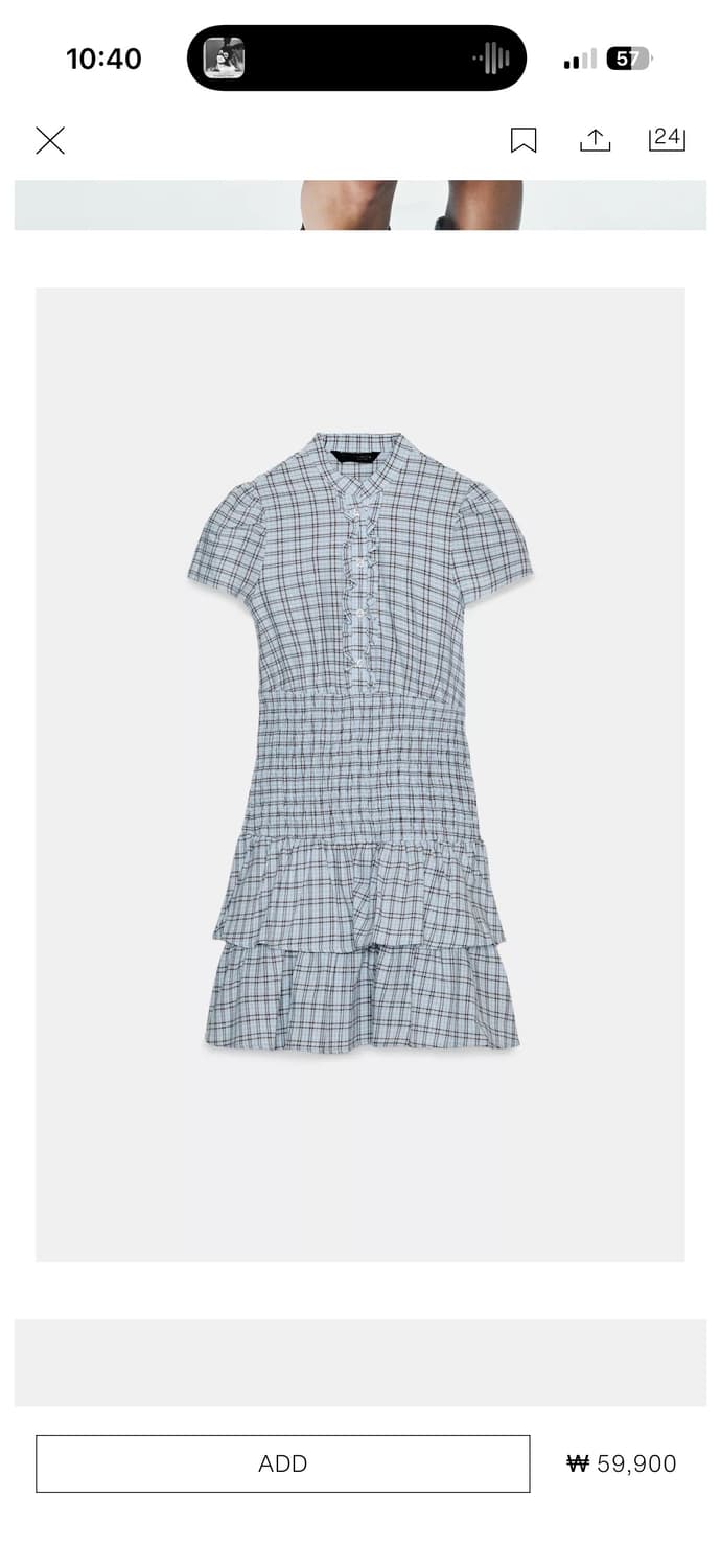 Zara 쇼트 체크 러플 드레스 S사이즈 상품이미지1