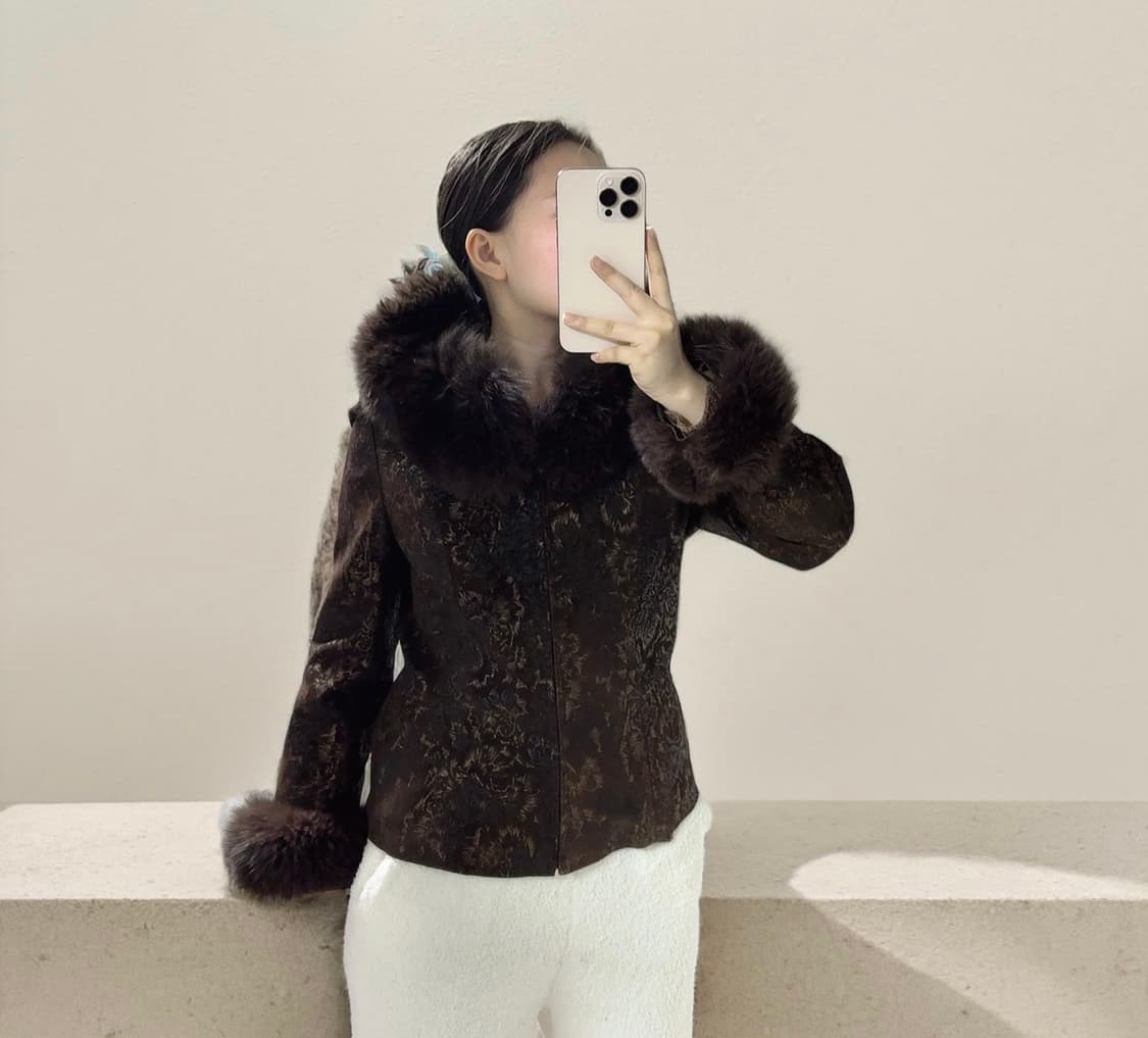 빈티지 브라운 폭스퍼 칼라 되지가죽자켓 상품이미지5