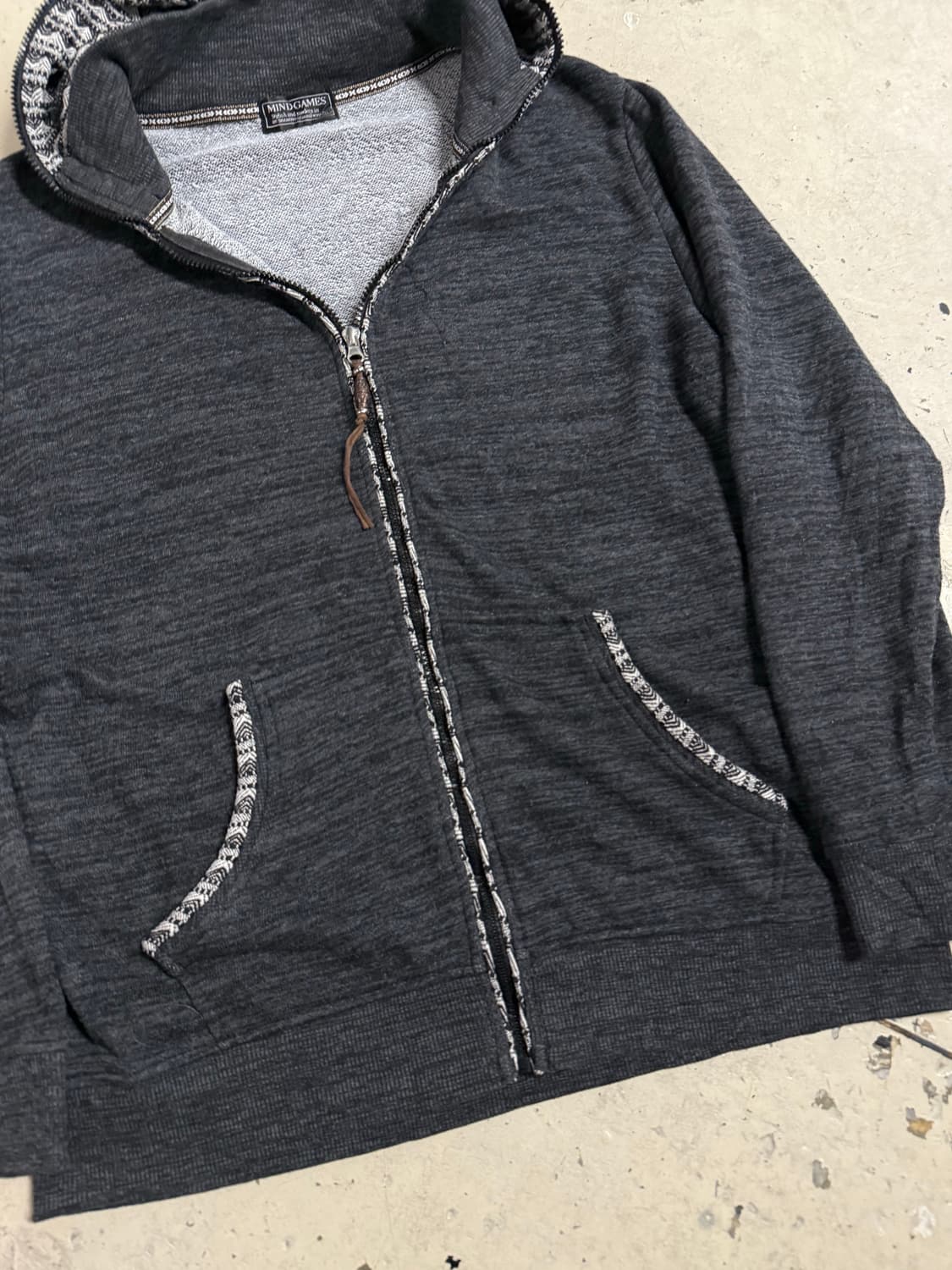 pattern mix detail full hood zip-up 상품이미지5