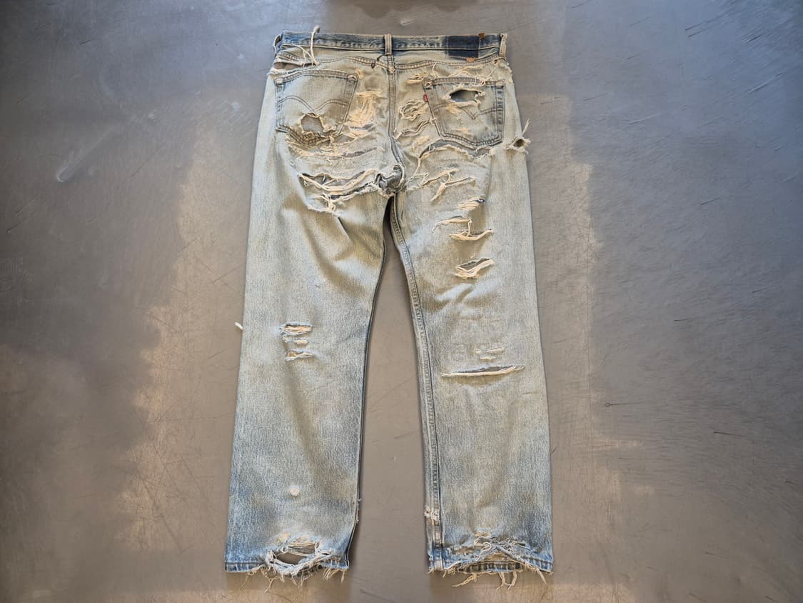 90s 리바이스501 하드 디스트레스드 데님 팬츠 상품이미지2