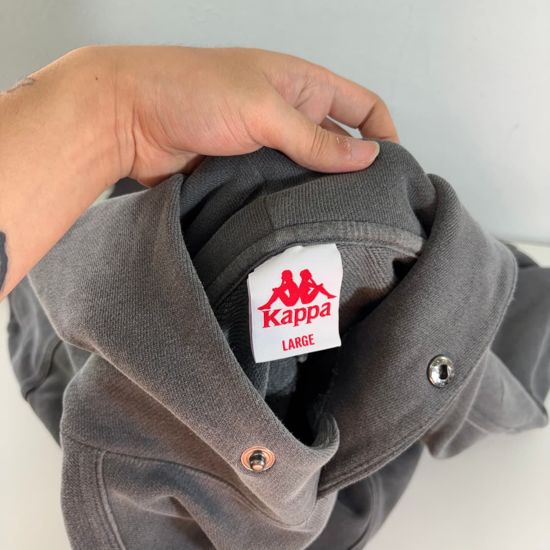 L-XL 카파 피그먼트그레이 가오리오버핏 스웻코튼 후드티 상품이미지5