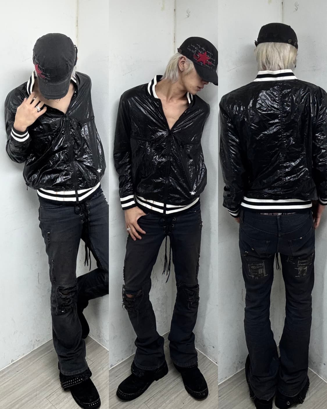 Glossy Zipper Detail Nylon Jacket 상품이미지1