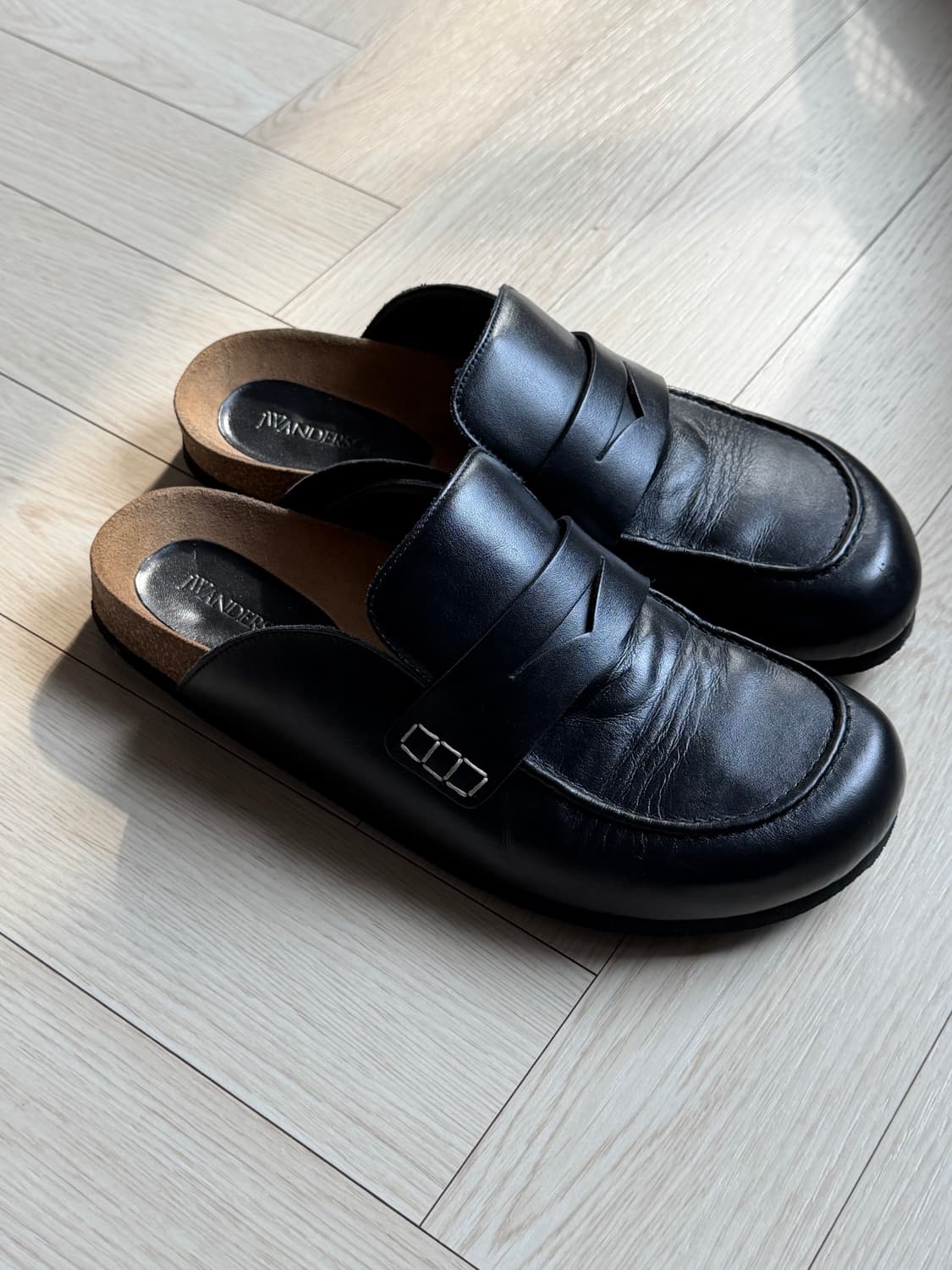 JW앤더슨 블랙 레더 뮬 로퍼 상품이미지1