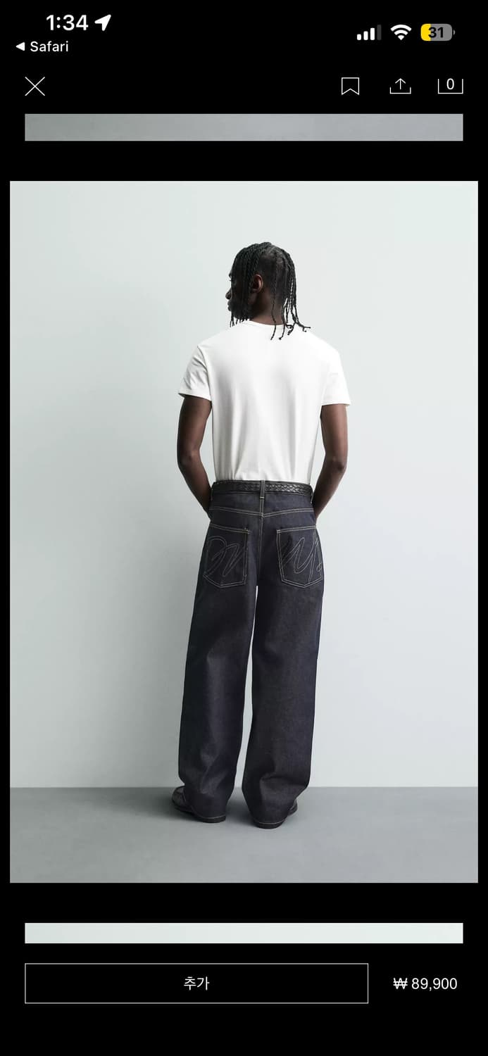 자라 스티치 배기핏 청바지 38 사이즈 (새상품) 상품이미지2