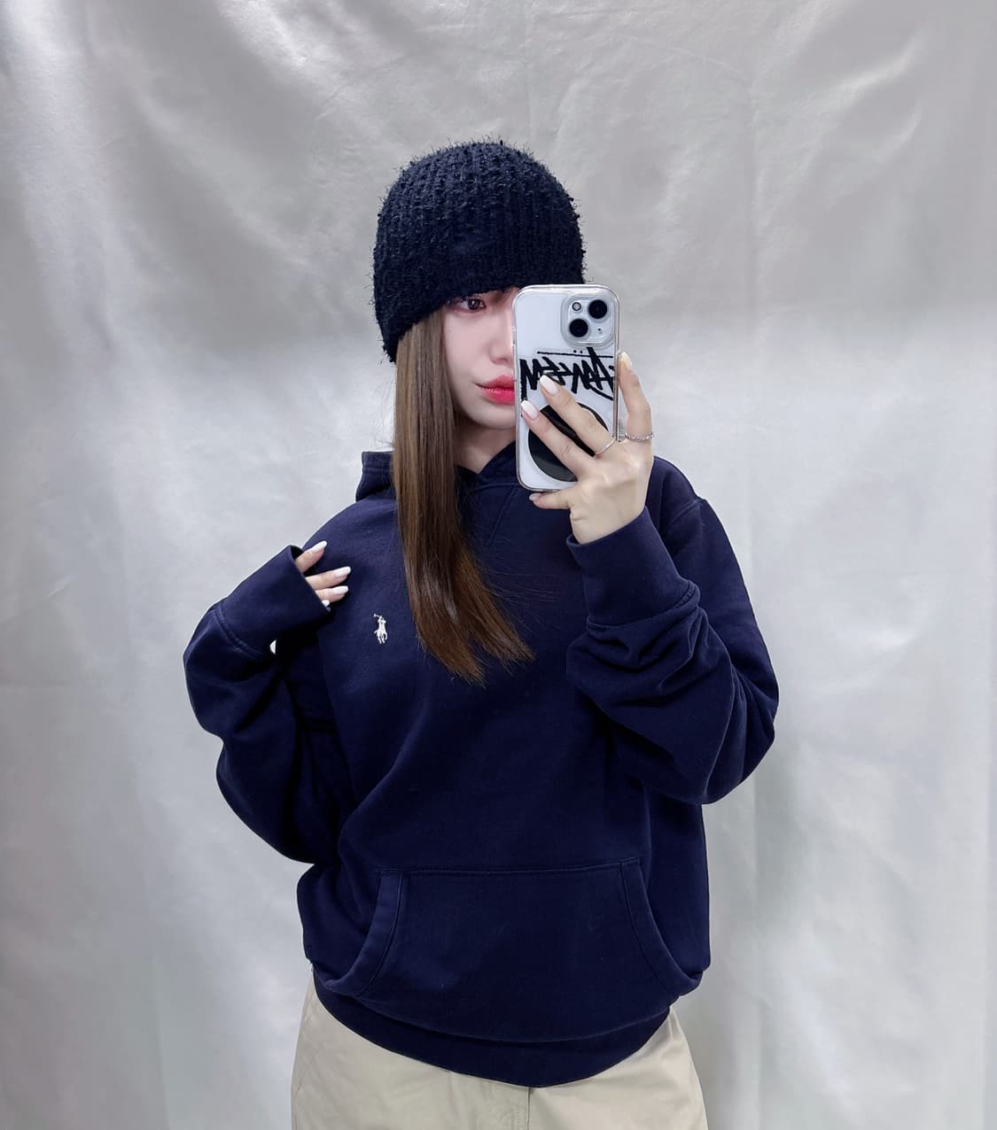 폴로 랄프로렌 화이트포니 네이비 후드  상품이미지1