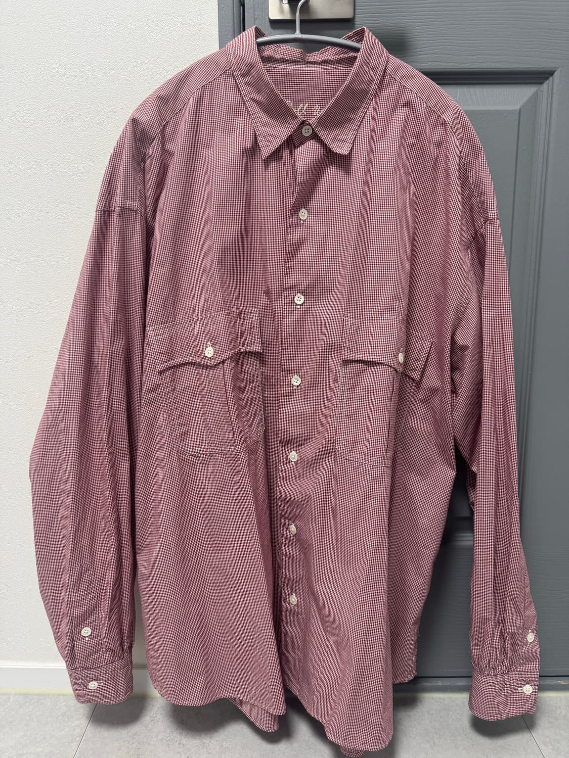 (새상품)포터클래식 깅엄체크셔츠 레드 xl판매 porter classic 상품이미지1