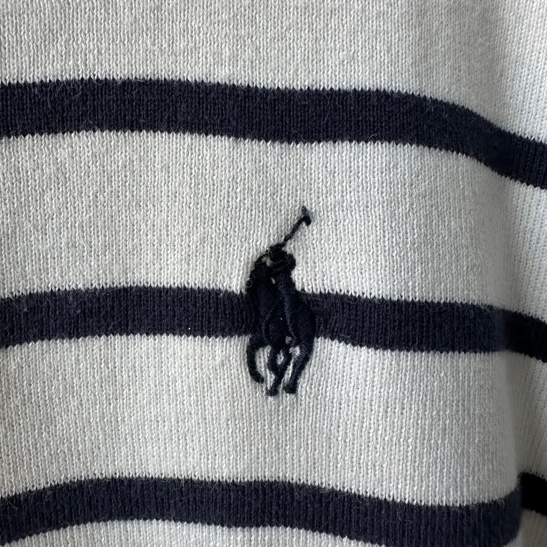 폴로 랄프로렌 피마 코튼 스트라이프 라운드 니트 화이트 네이비 L 상품이미지5